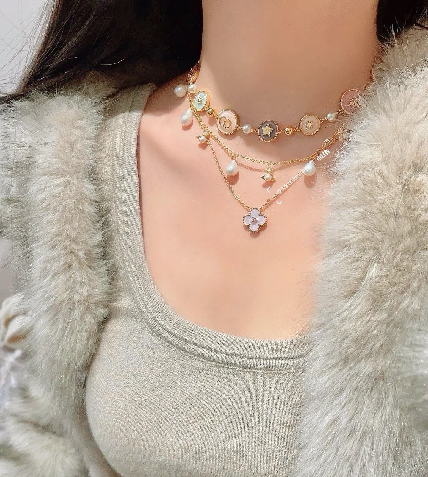 Dior Enamel and Pearl Necklace