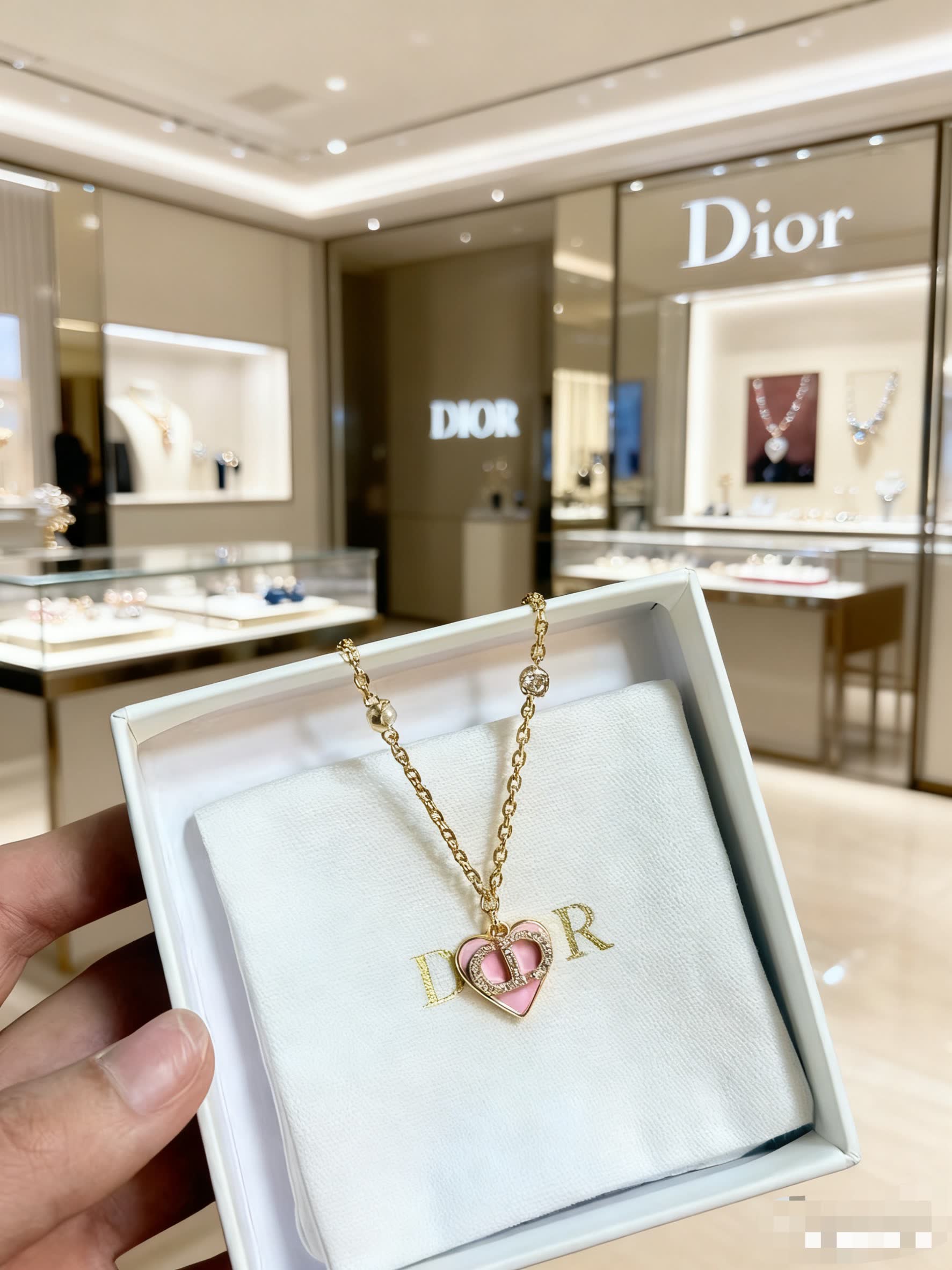 Dior Gold Heart Pendant Necklace