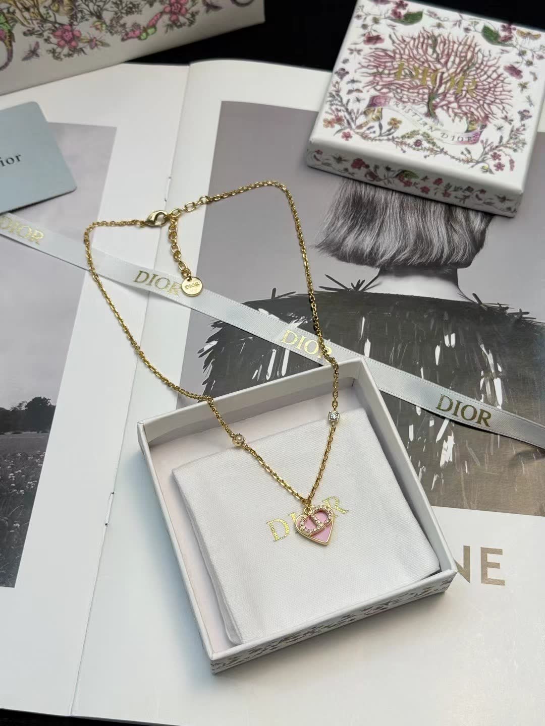 Dior Gold Heart Pendant Necklace