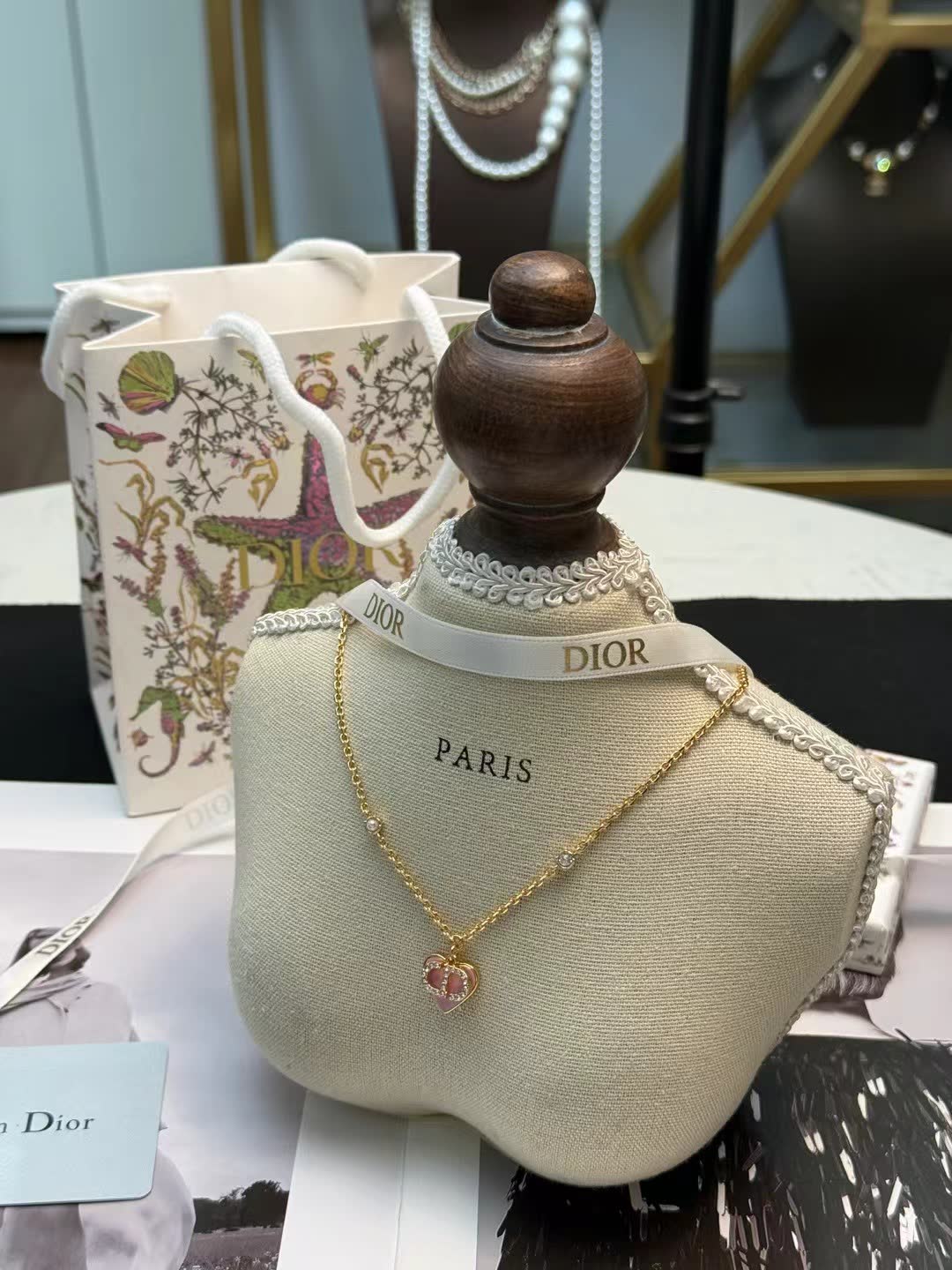 Dior Gold Heart Pendant Necklace