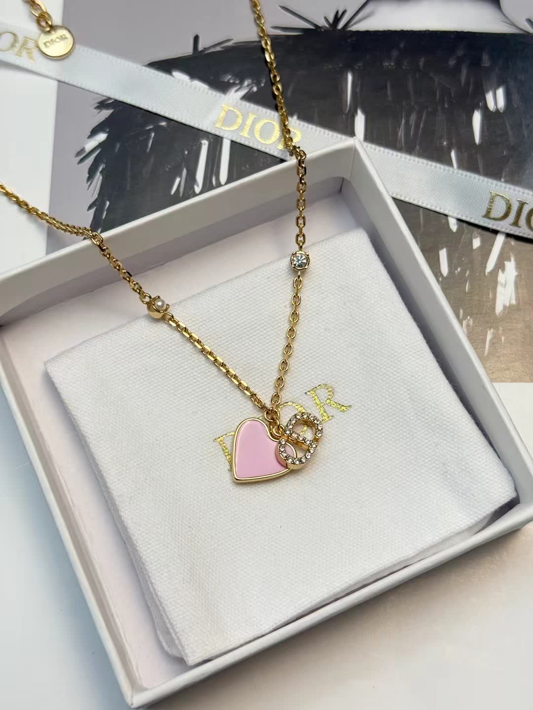 Dior Gold Heart Pendant Necklace