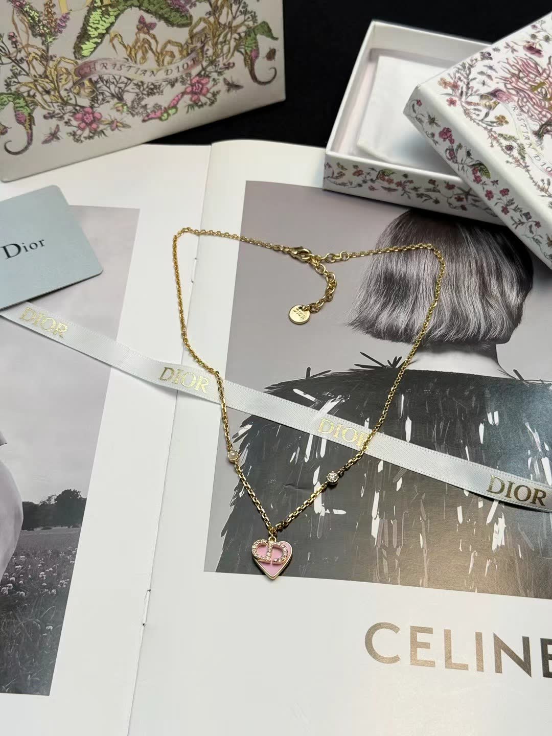 Dior Gold Heart Pendant Necklace
