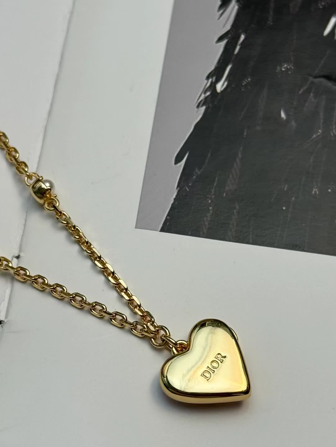 Dior Gold Heart Pendant Necklace