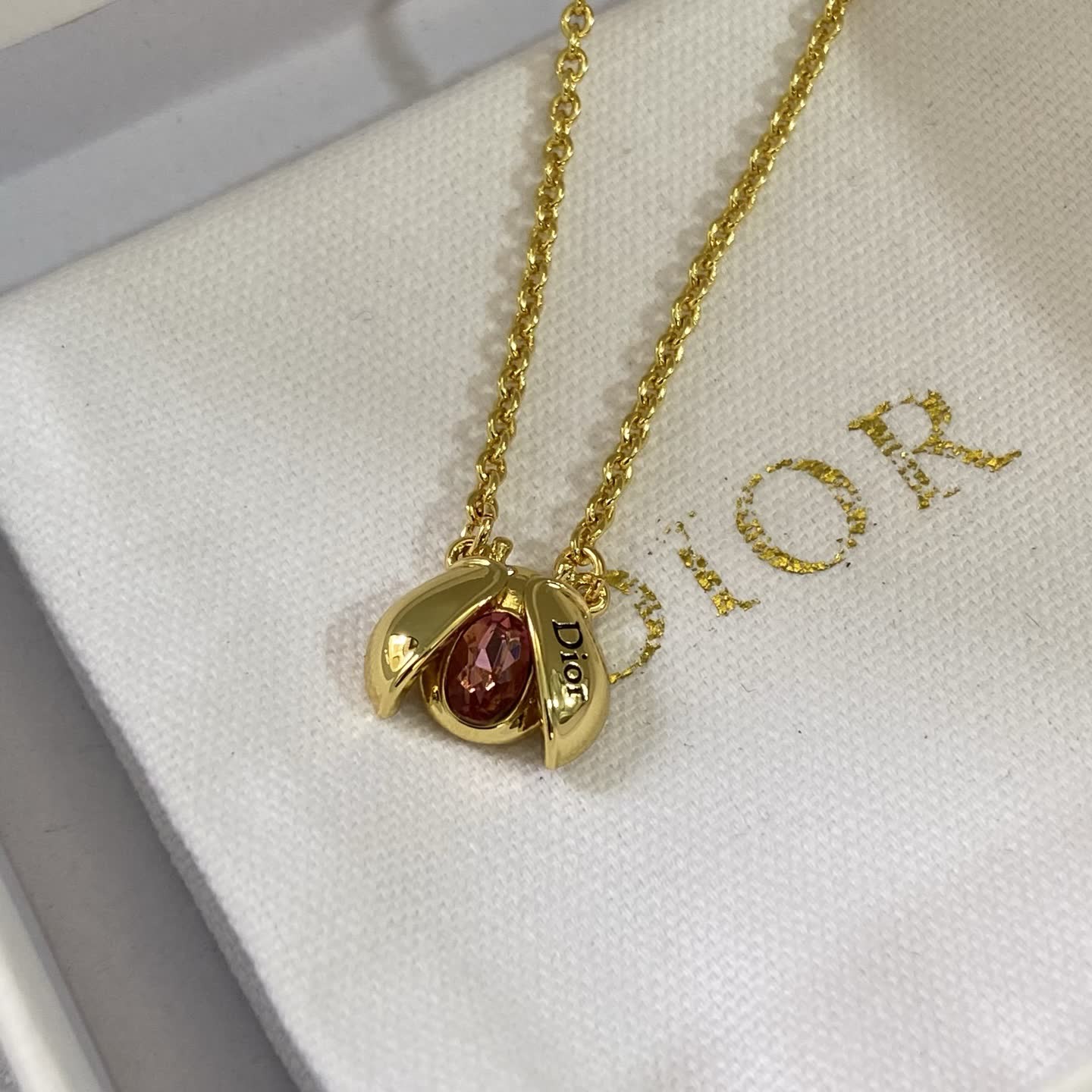 Dior Gold-tone Crystal Petal Necklace