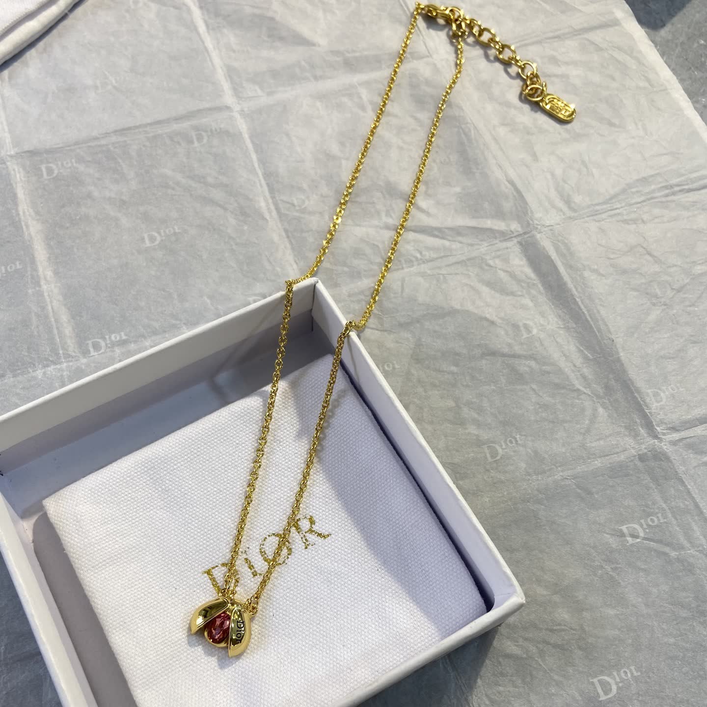 Dior Gold-tone Crystal Petal Necklace