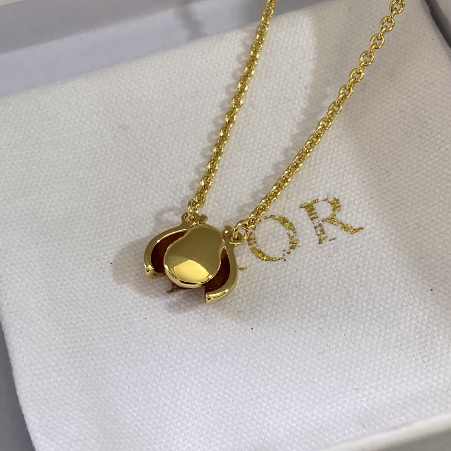 Dior Gold-tone Crystal Petal Necklace