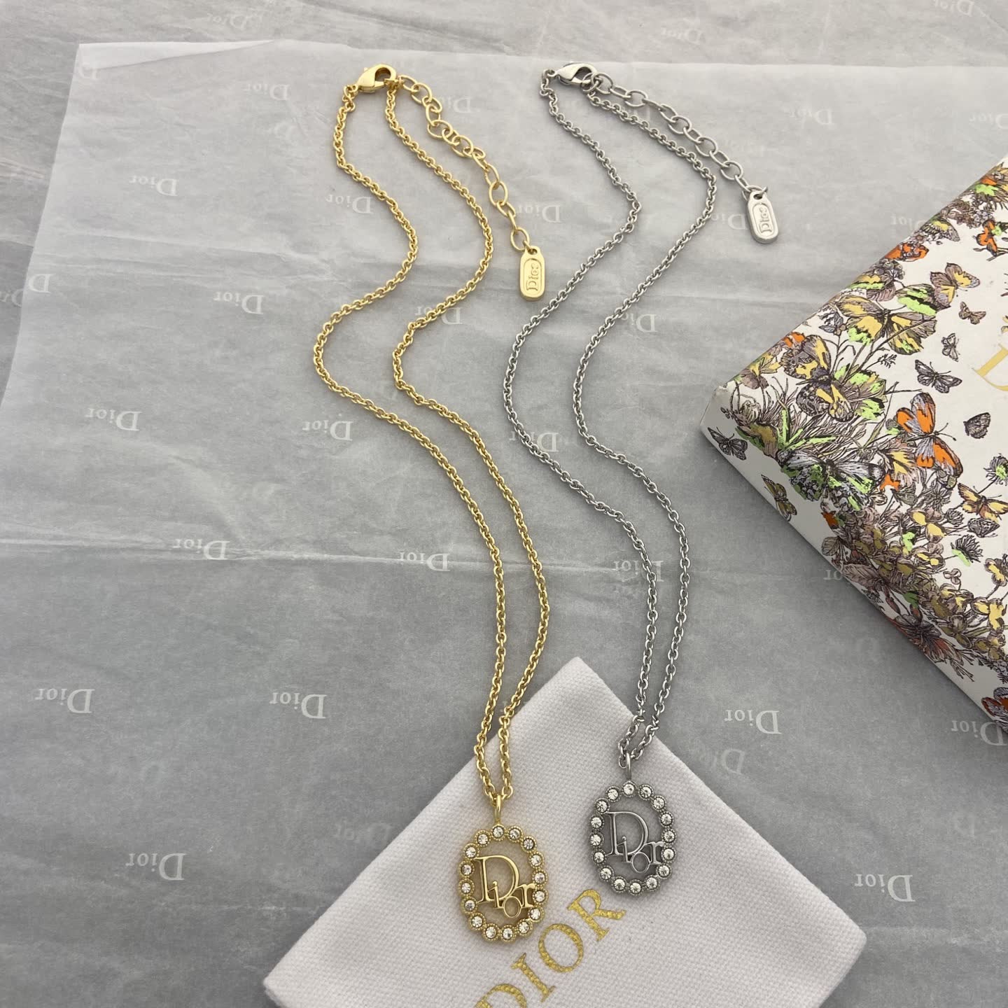 Dior Crystal-Embellished 'CD' Logo Necklace