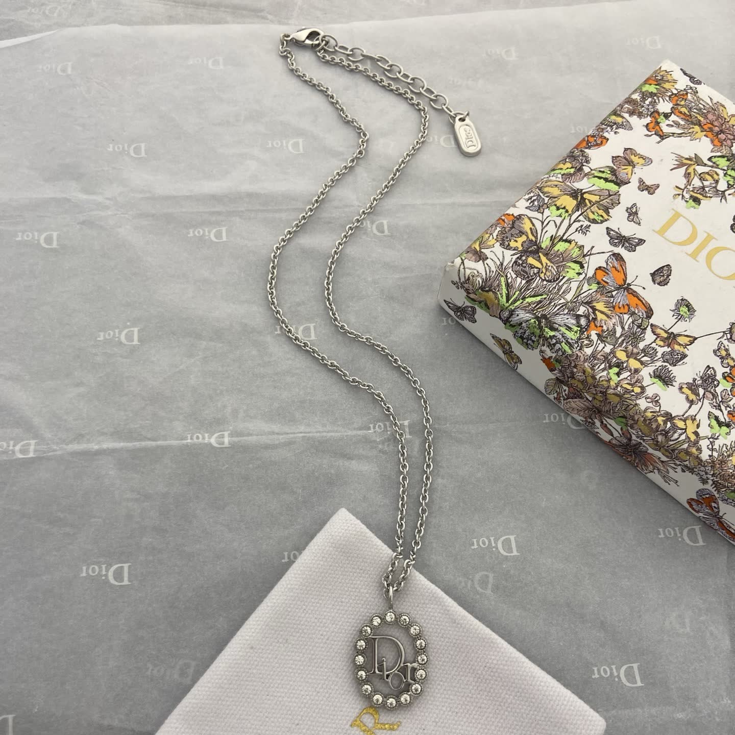 Dior Crystal-Embellished 'CD' Logo Necklace