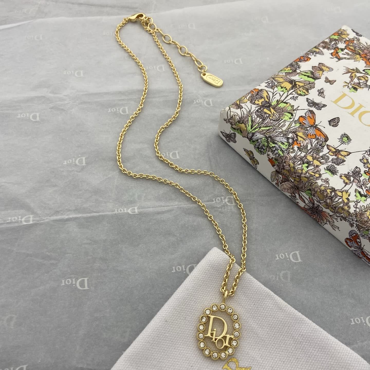 Dior Crystal-Embellished 'CD' Logo Necklace