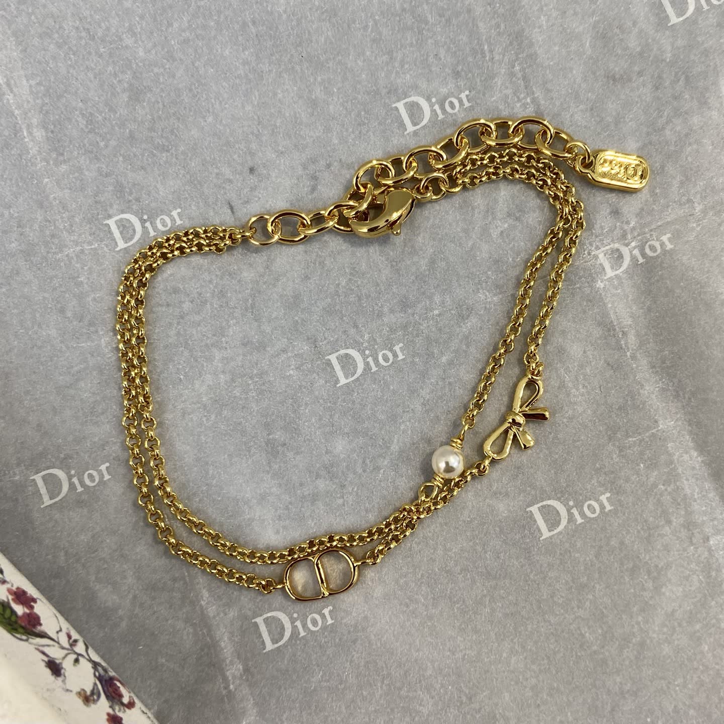 Dior Gold-Tone Double 'CD' Logo and Pearl Necklace