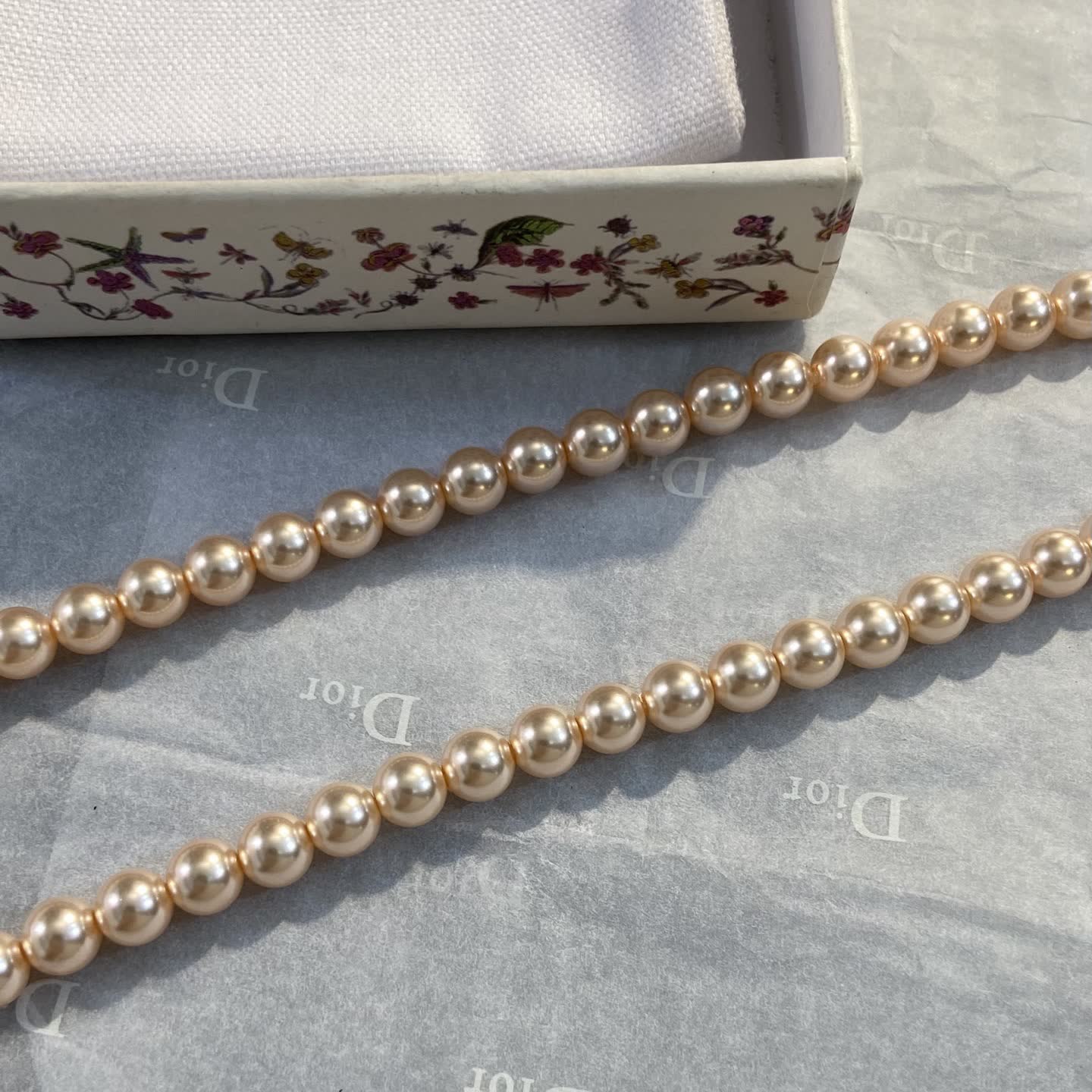 Dior Pearl Necklace with Gold Bow Clasp