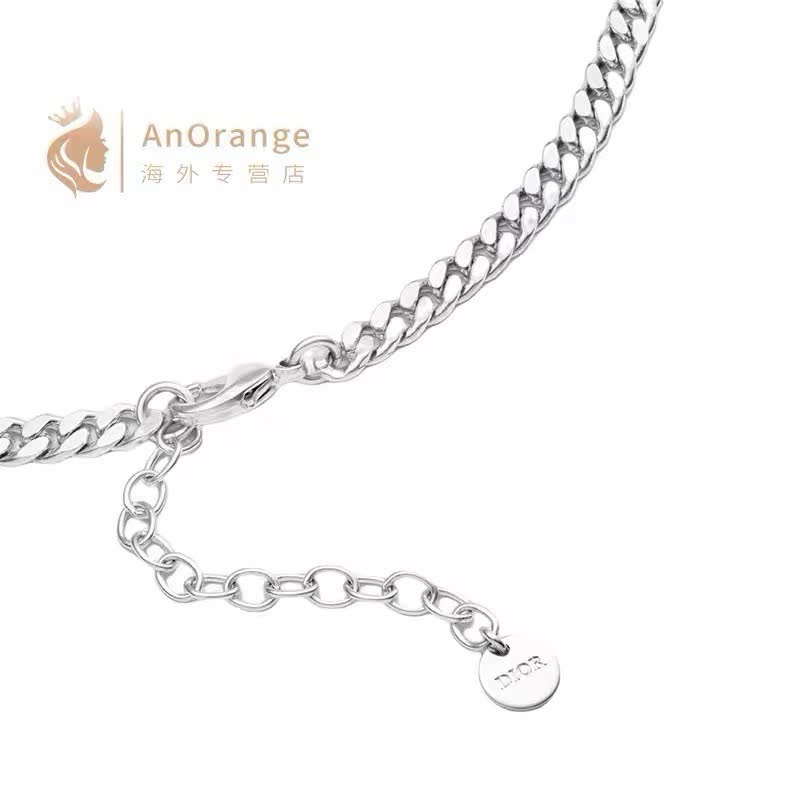 Dior AnOrange Silver-Plated Pearl Necklace with Crystal Clasp