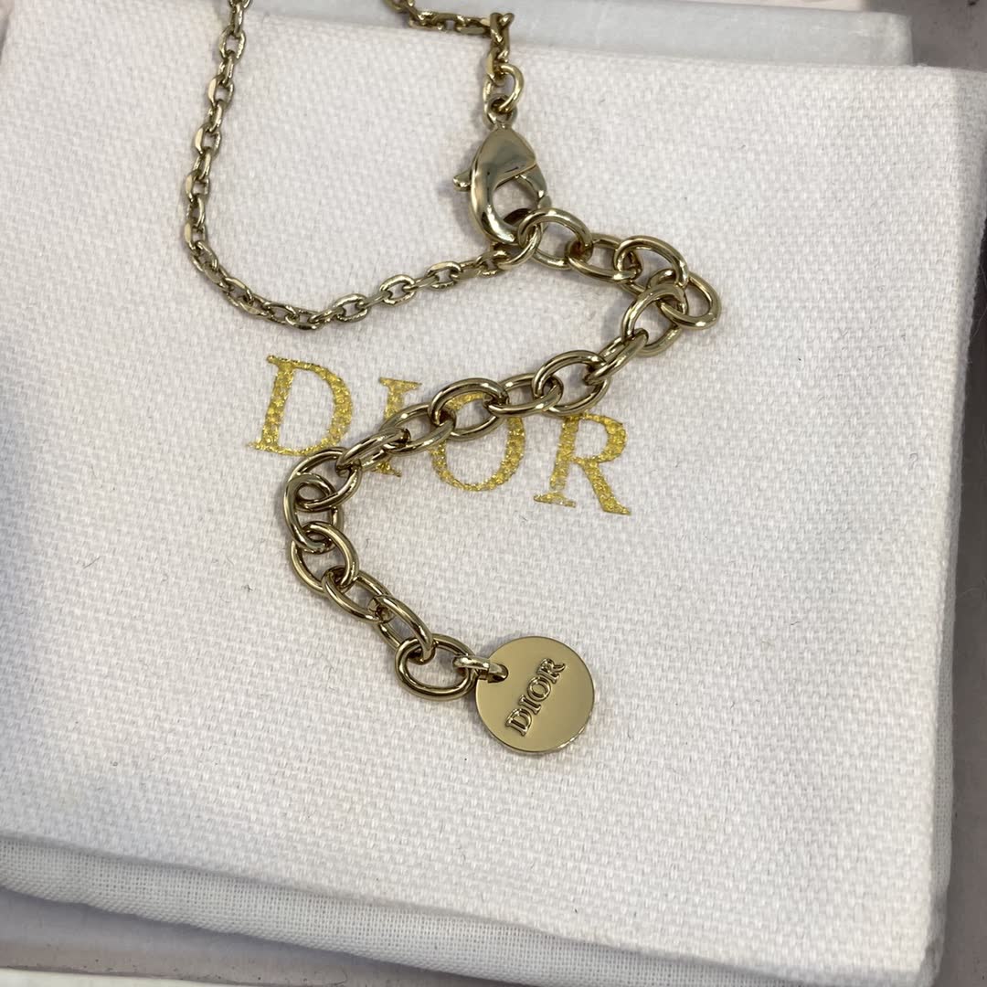 Dior Gold-Tone Crystal Flower Necklace