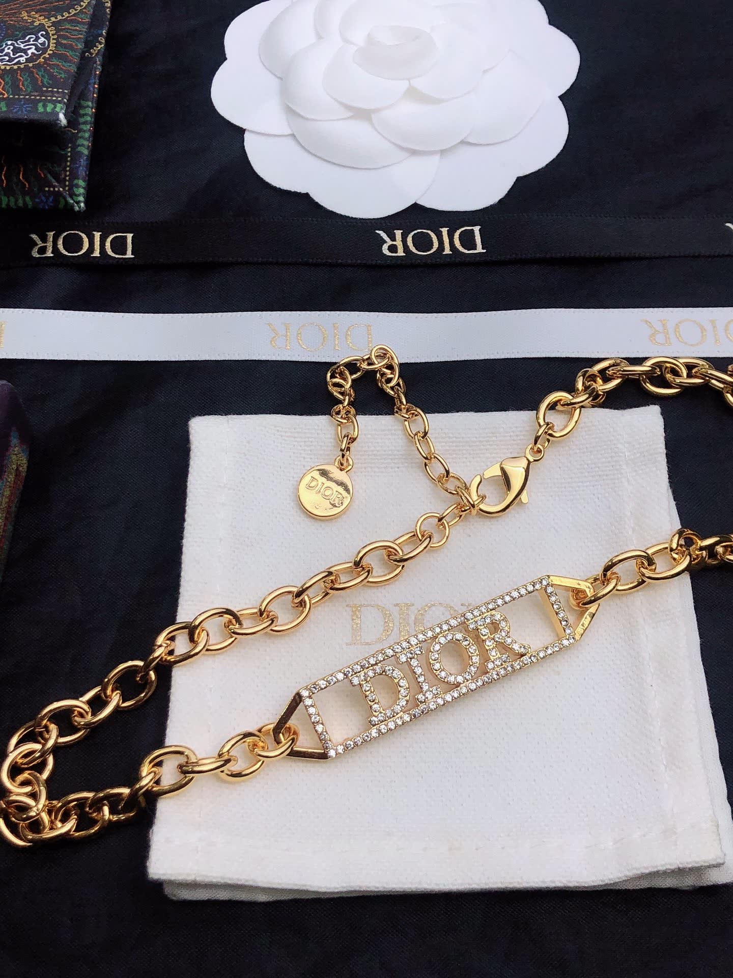Dior Gold-Plated Crystal 'DIOR' Necklace Dior Gold-Plated Crystal 'DIOR' Necklace