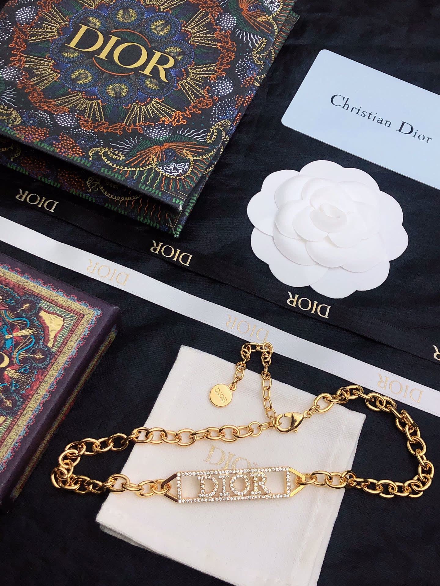 Dior Gold-Plated Crystal 'DIOR' Necklace