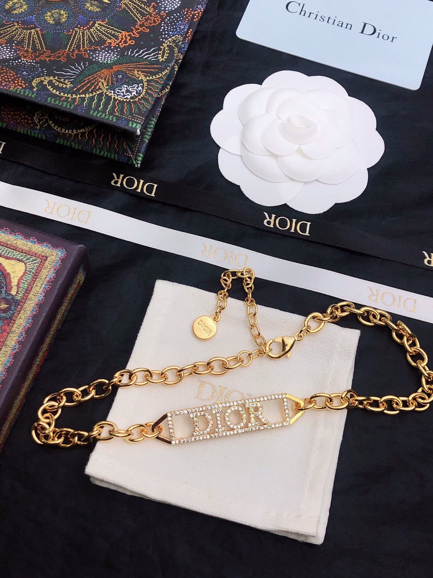 Dior Gold-Plated Crystal 'DIOR' Necklace