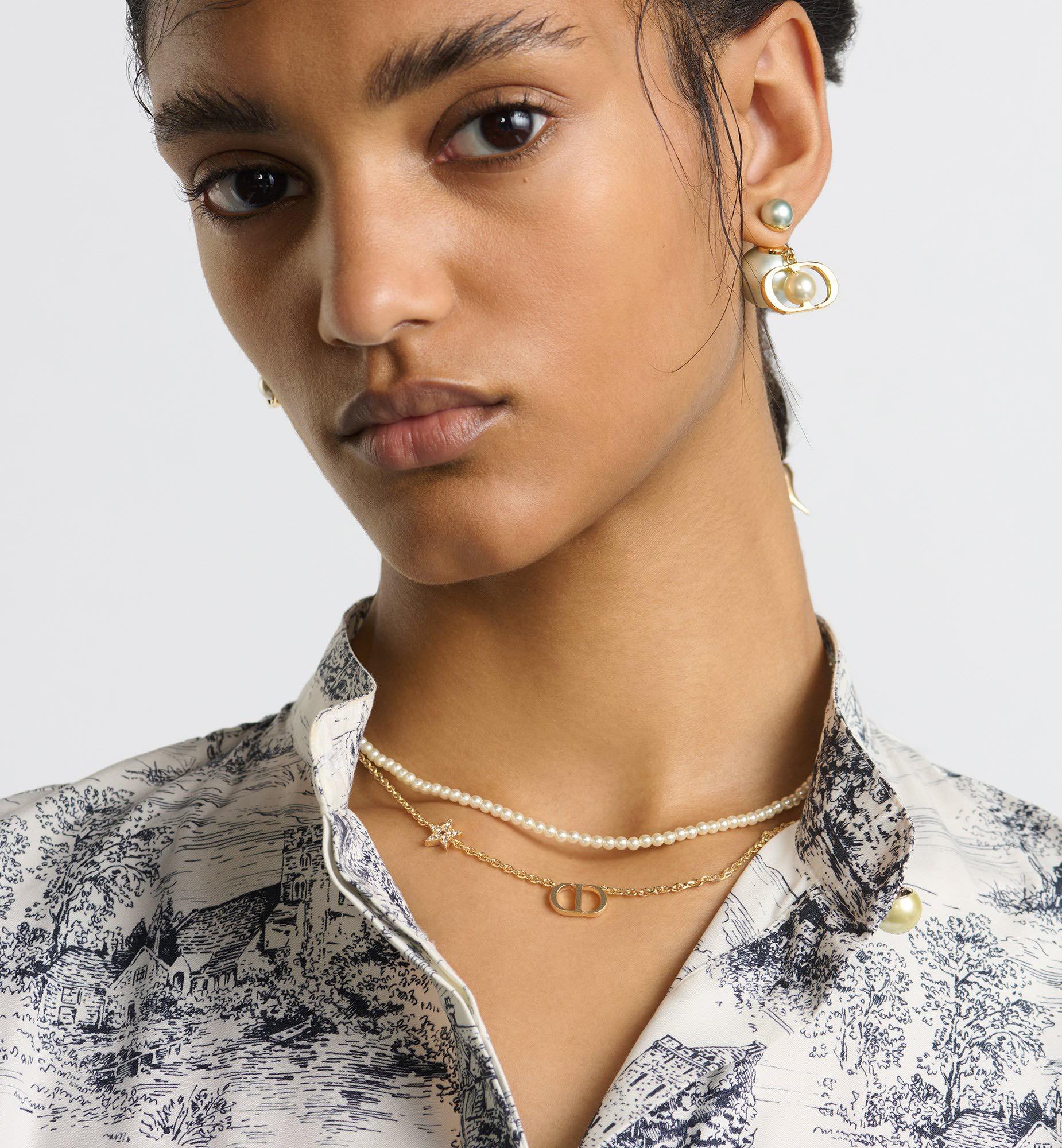 Dior Double D Logo Pearl Necklace