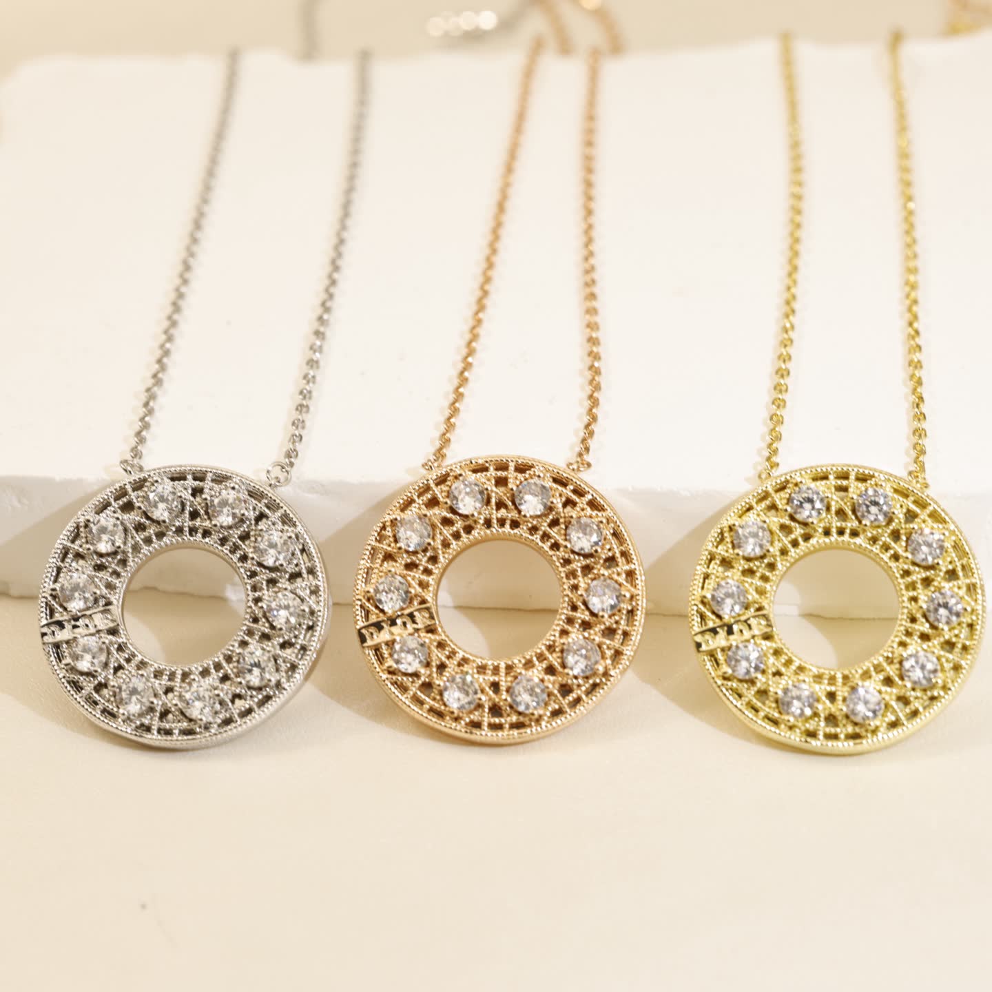 Dior Gold Circle Diamond Necklace