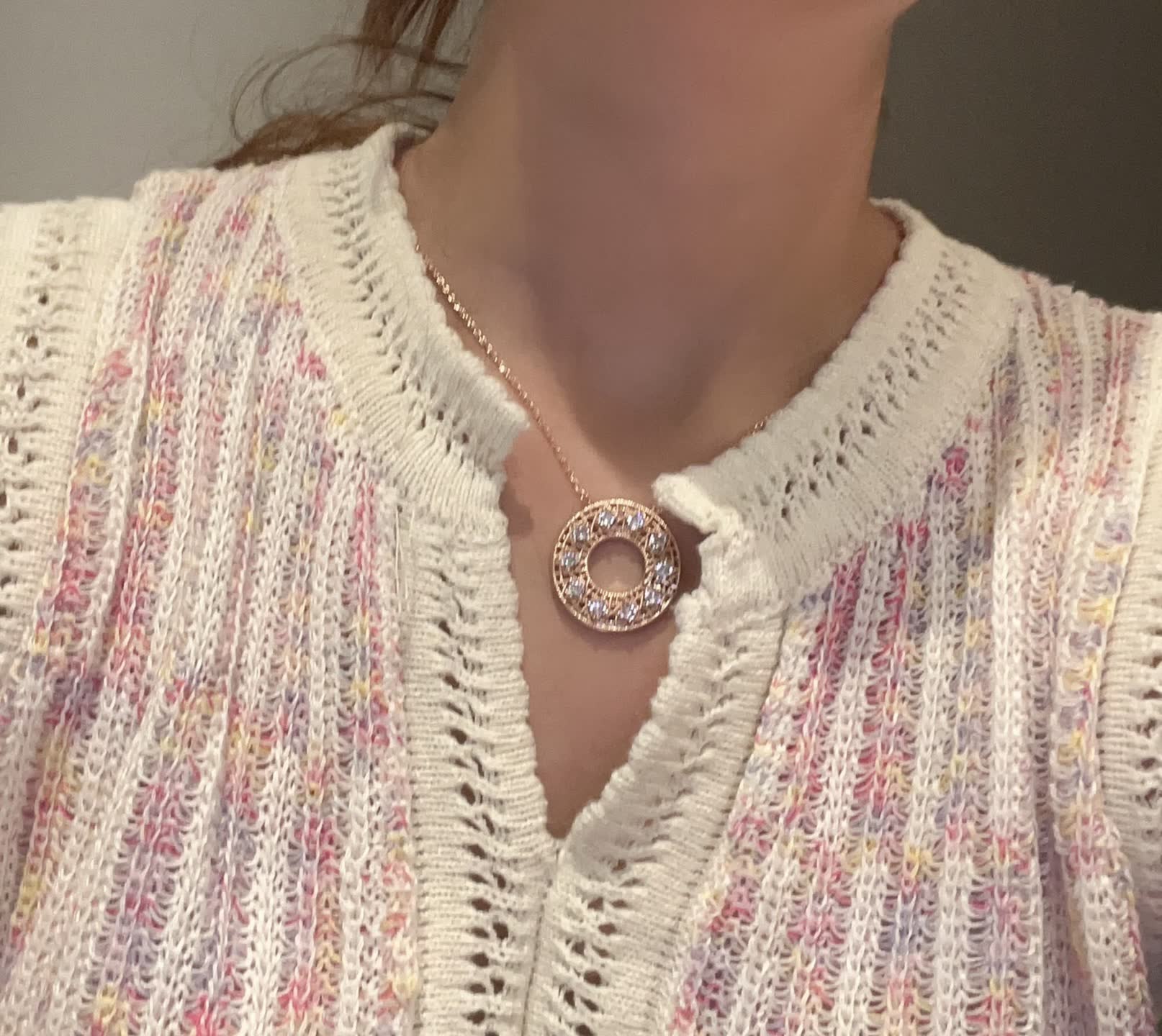 Dior Gold Circle Diamond Necklace