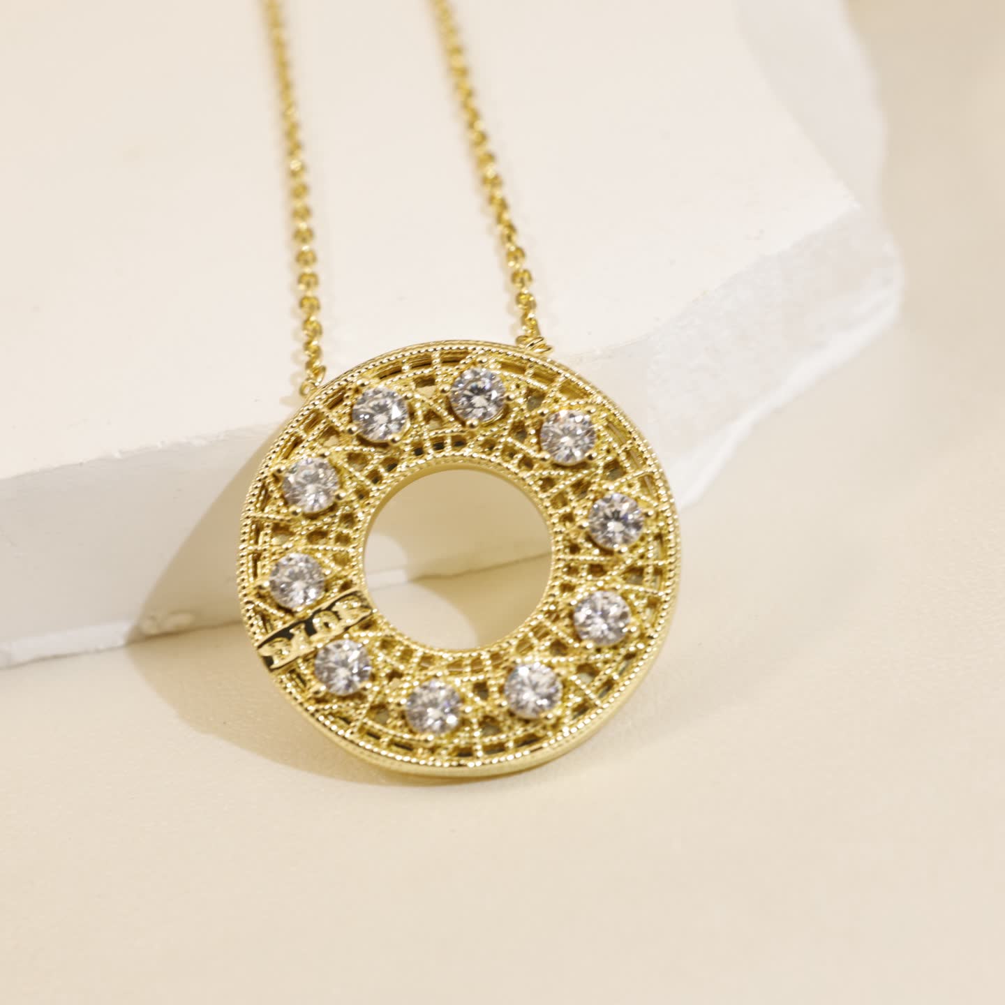 Dior Gold Circle Diamond Necklace