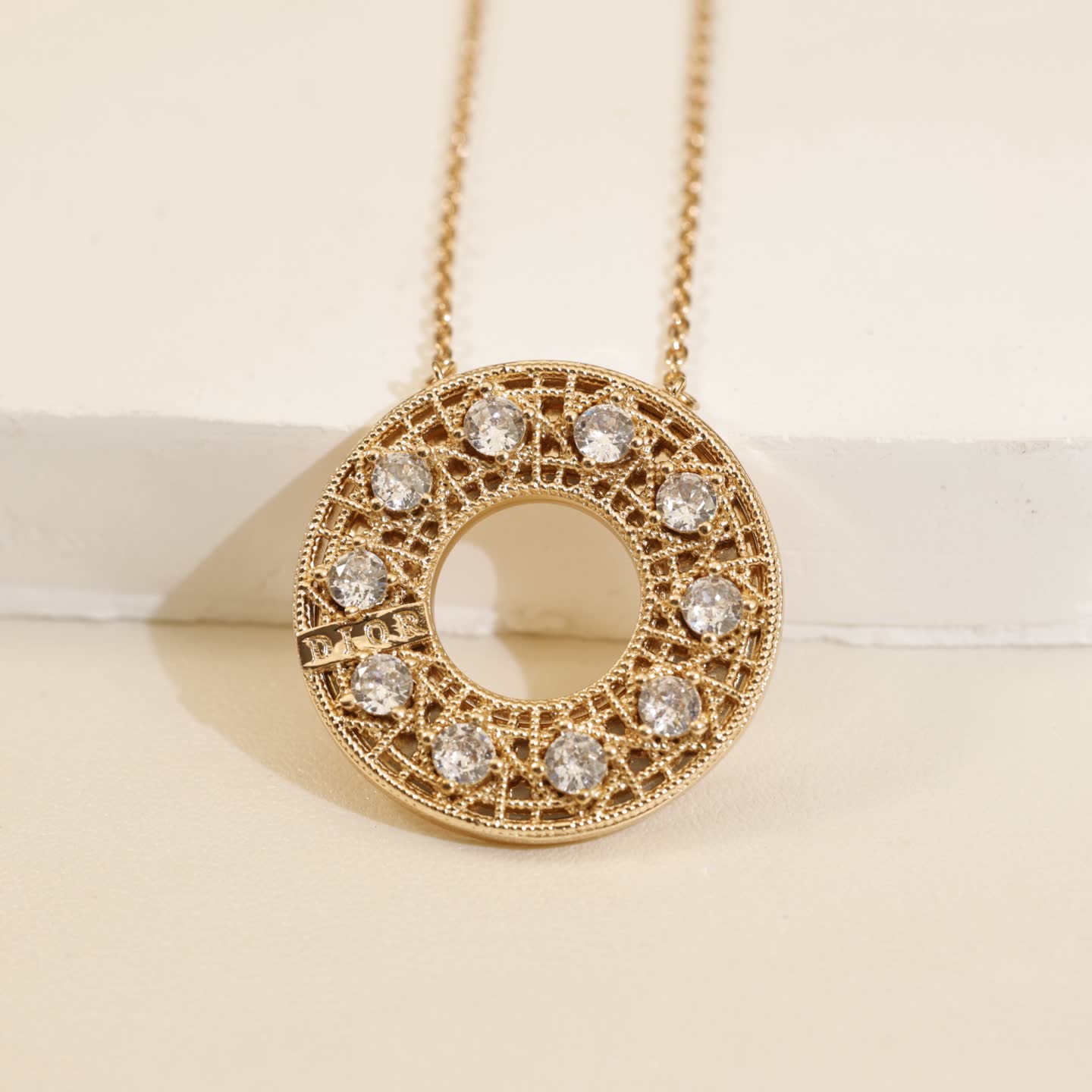 Dior Gold Circle Diamond Necklace