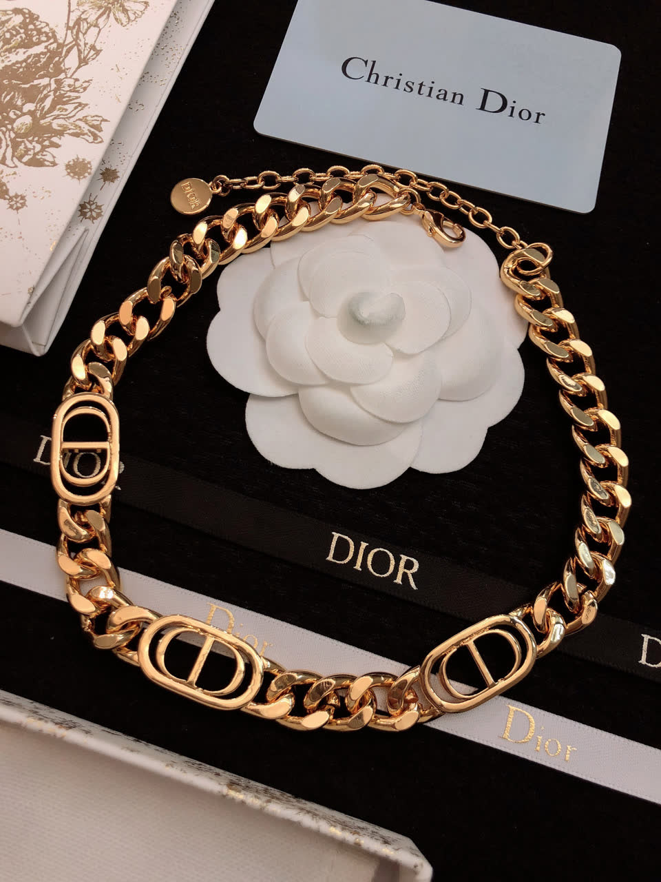 Dior Gold-Plated Chain Necklace with 'CD' Locks Dior Gold-Plated Chain Necklace with 'CD' Locks