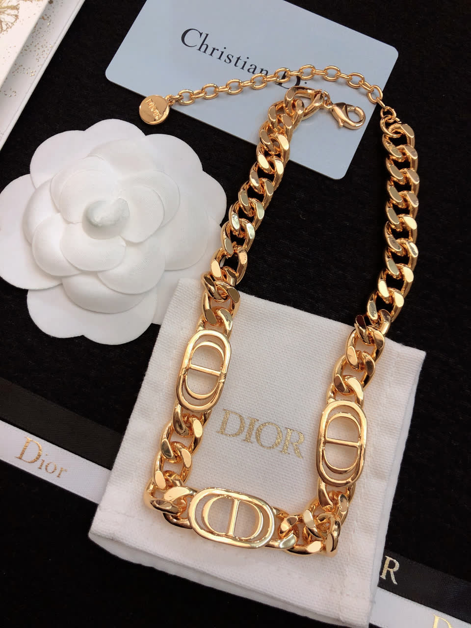 Dior Gold-Plated Chain Necklace with 'CD' Locks