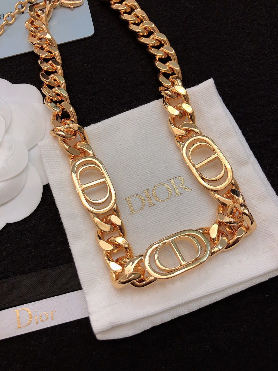 Dior Gold-Plated Chain Necklace with 'CD' Locks