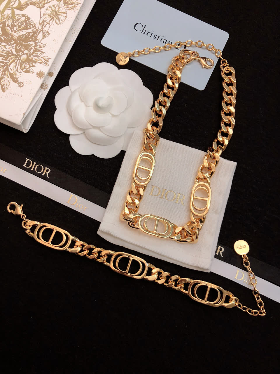 Dior Gold-Plated Chain Necklace with 'CD' Locks