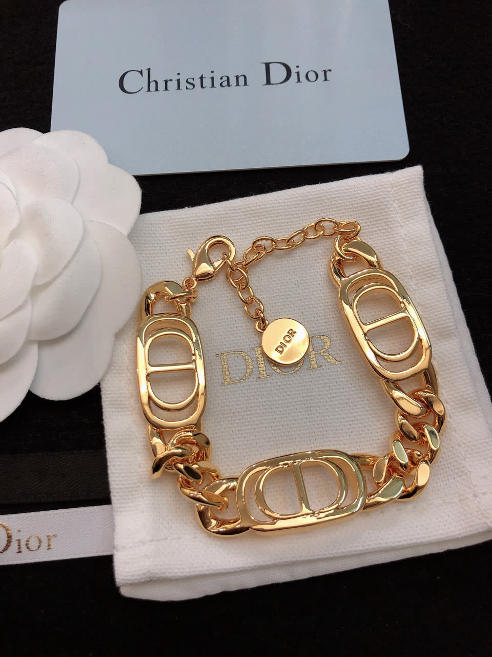 Dior Gold-Plated Chain Necklace with 'CD' Locks
