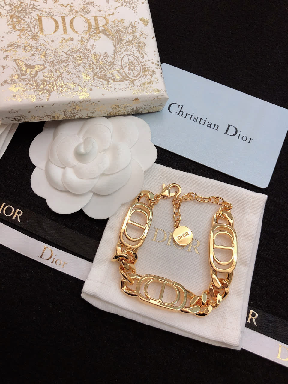 Dior Gold-Plated Chain Necklace with 'CD' Locks