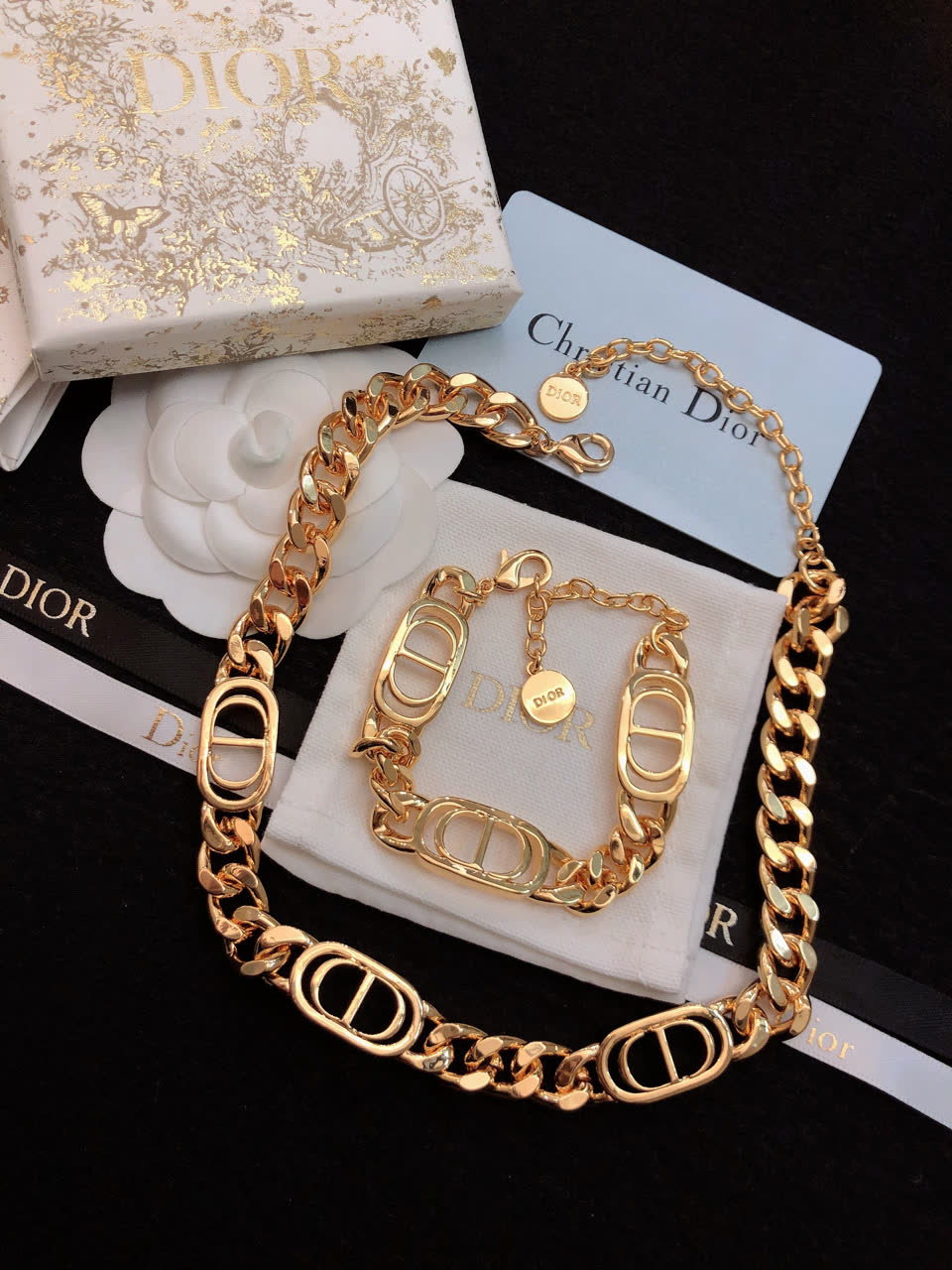 Dior Gold-Plated Chain Necklace with 'CD' Locks