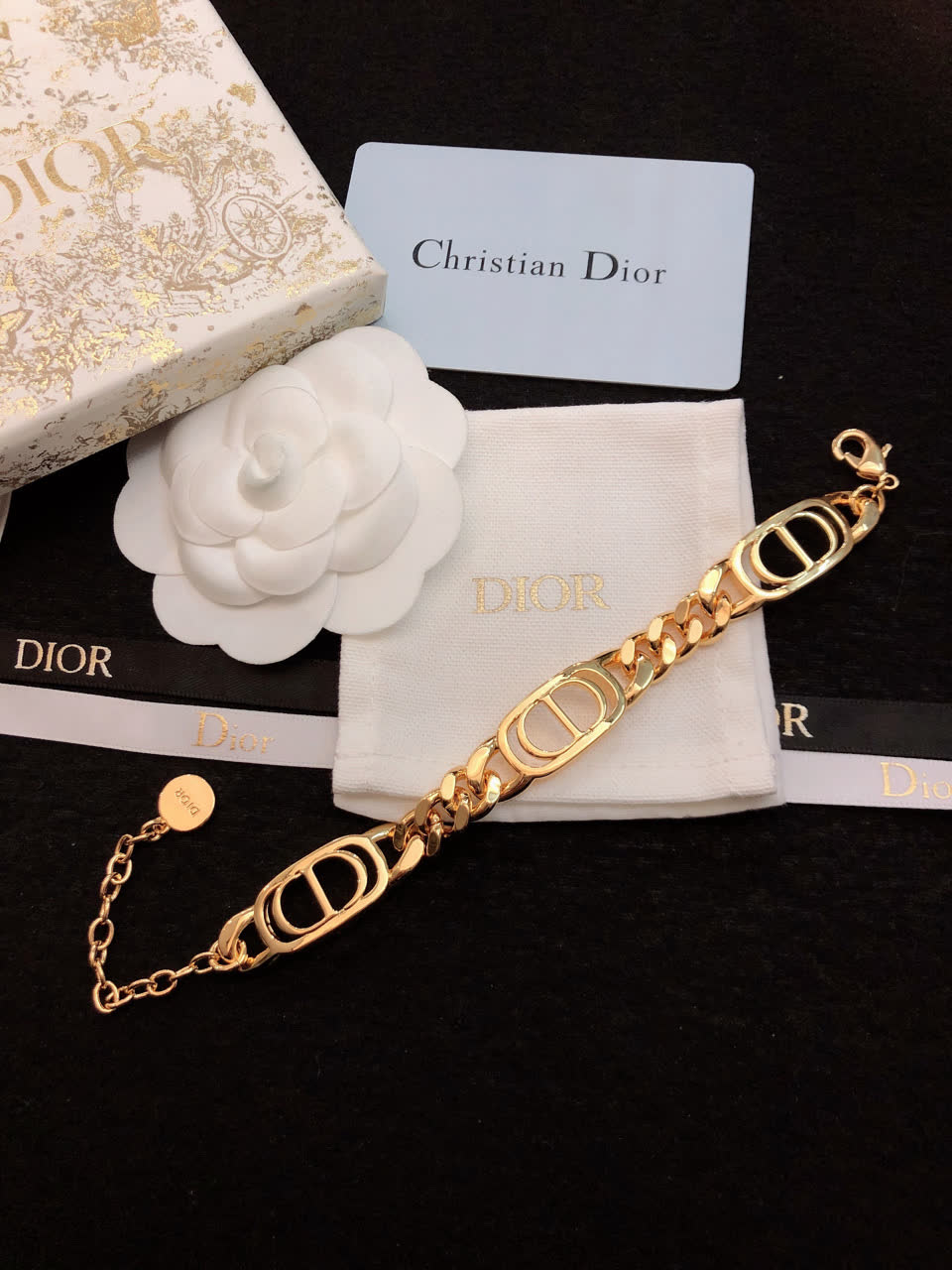 Dior Gold-Plated Chain Necklace with 'CD' Locks