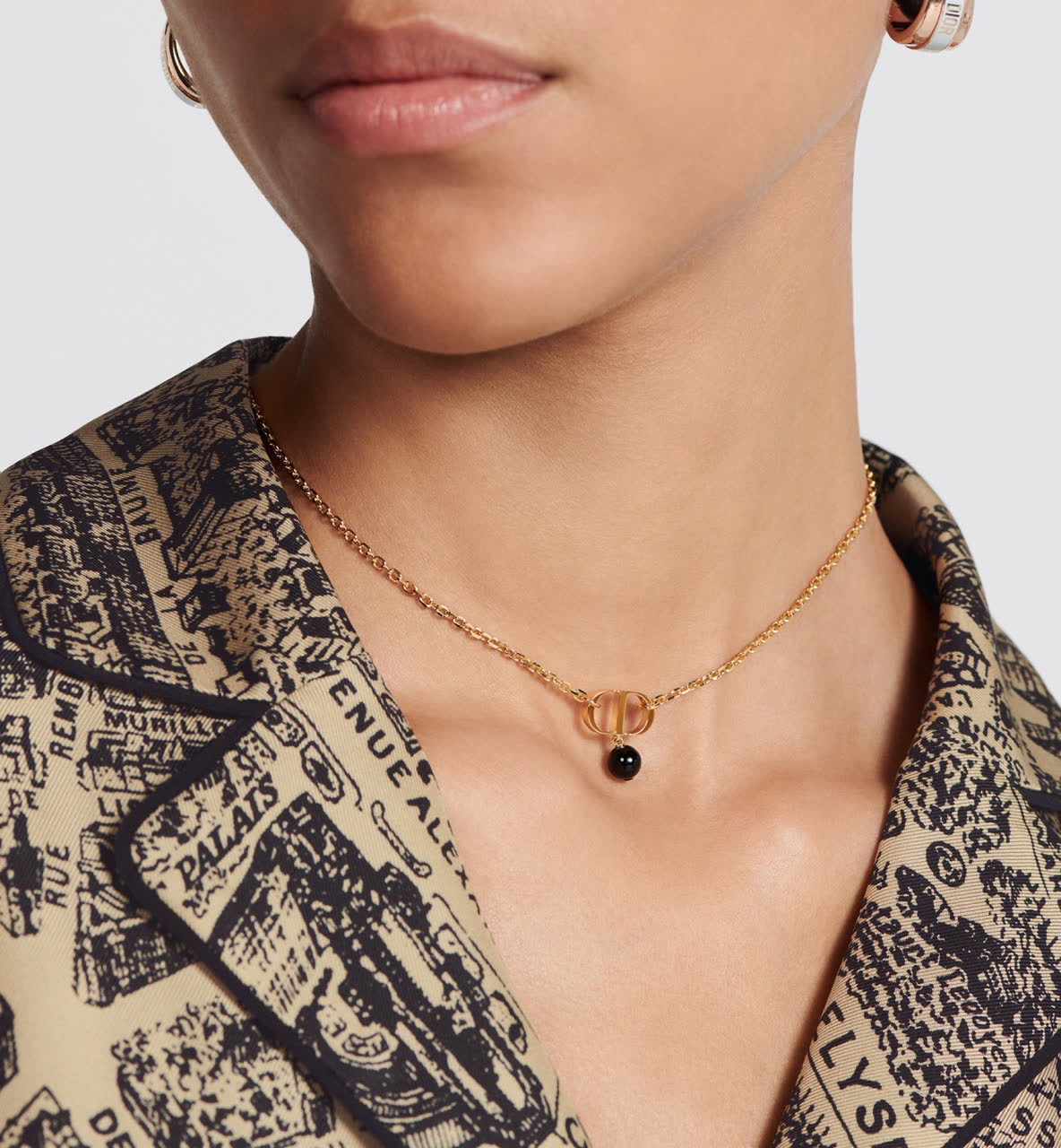 Dior Gold Tone Crystal & Pearl Necklace