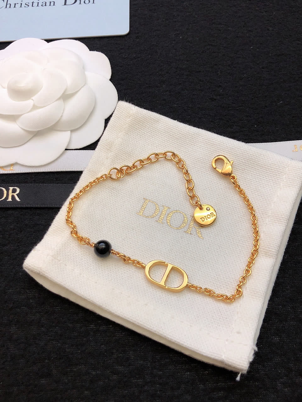 Dior Gold Tone Crystal & Pearl Necklace
