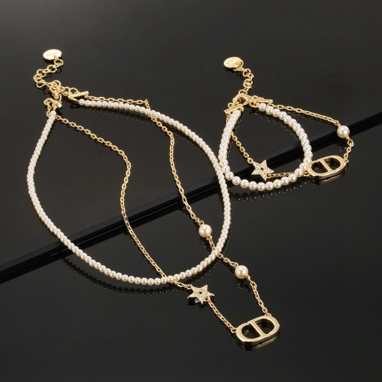 Dior Pearl and Star Charm Necklace Dior Pearl and Star Charm Necklace
