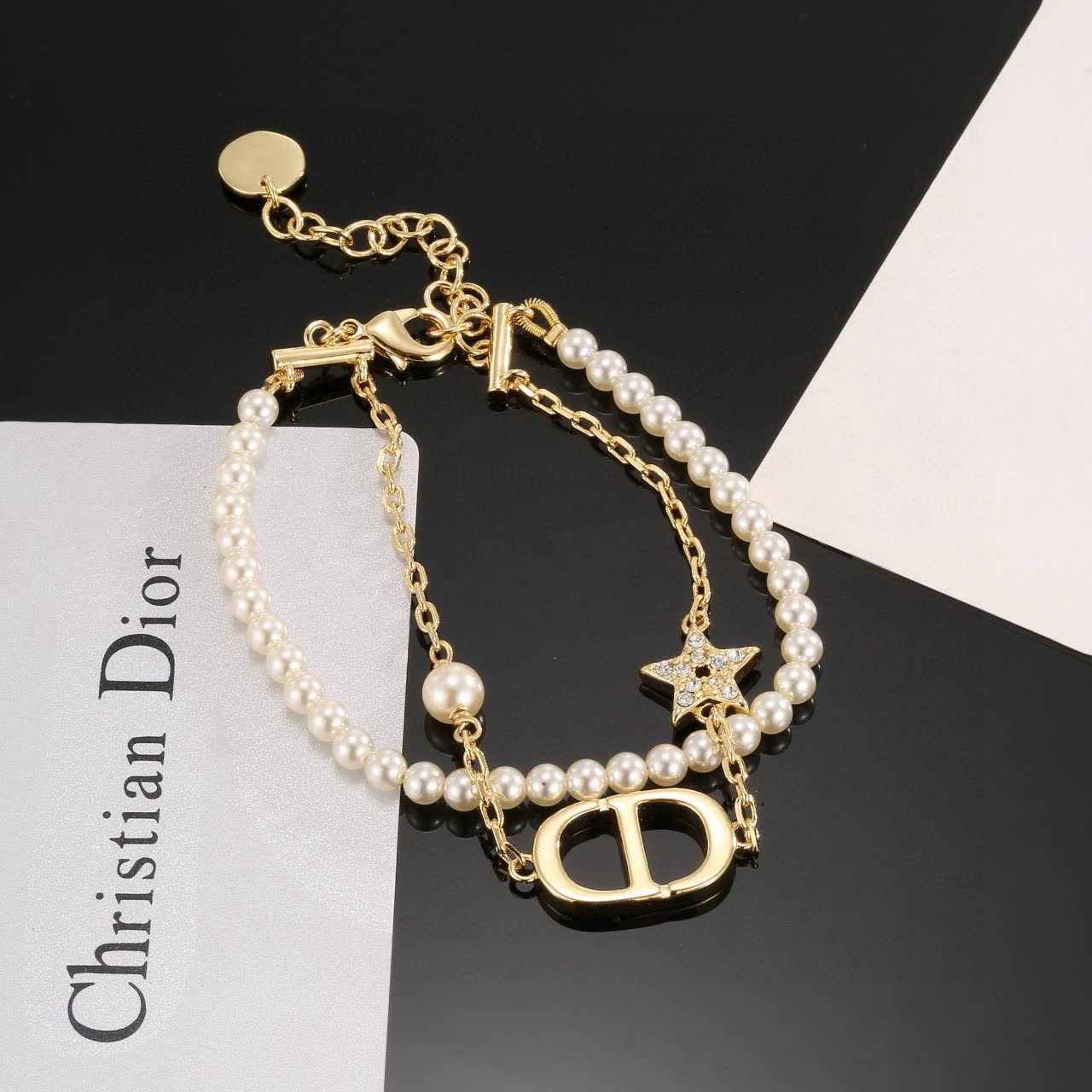 Dior Pearl and Star Charm Necklace