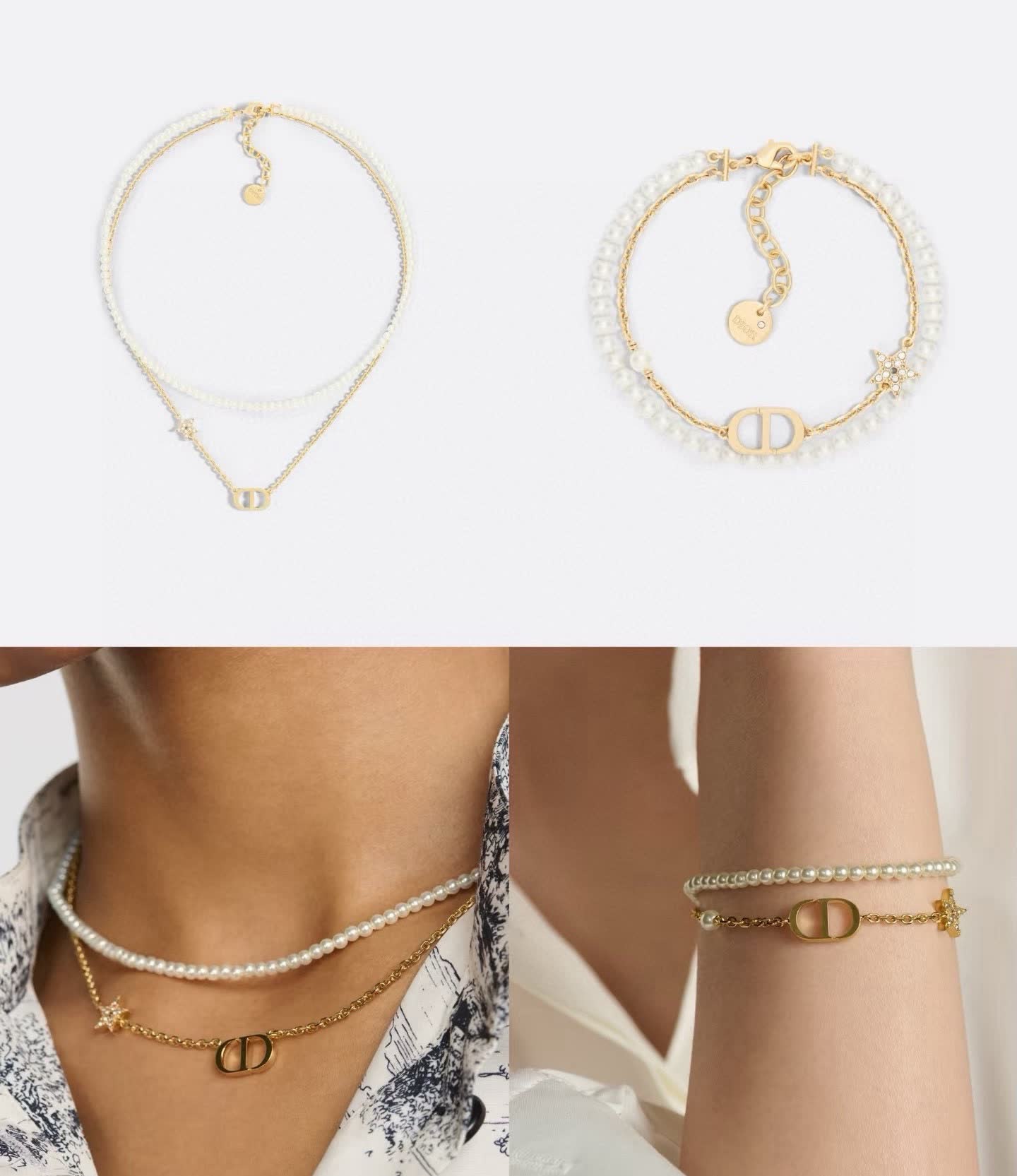 Dior Double 'D' Logo Pearl Necklace Dior Double 'D' Logo Pearl Necklace