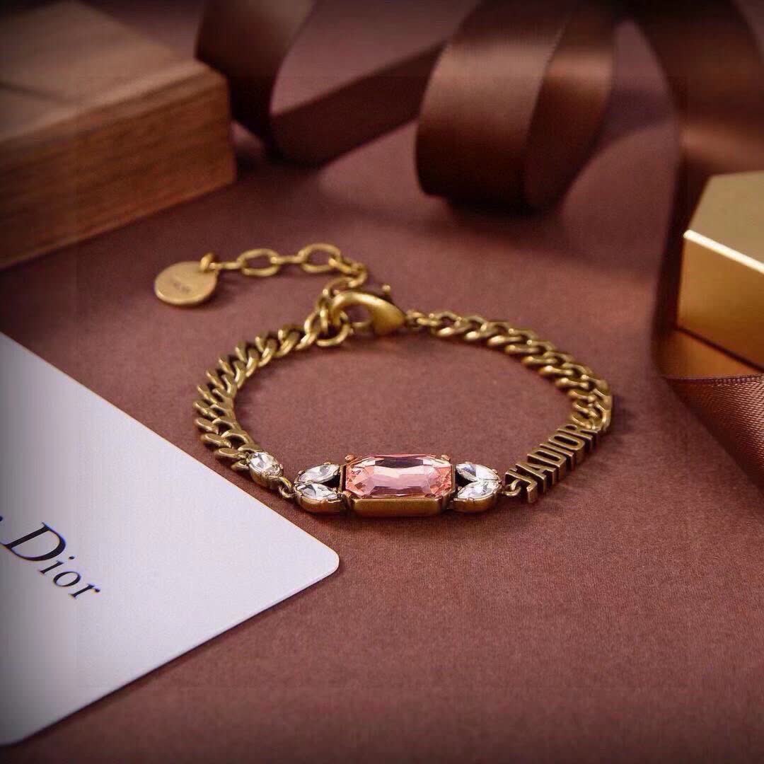 Dior Bracelet with Gold Chain and Gemstones
