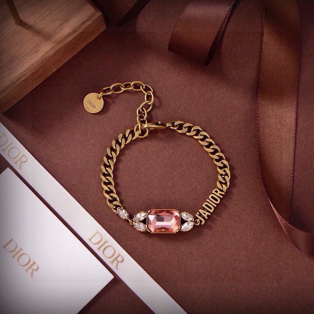 Dior Bracelet with Gold Chain and Gemstones