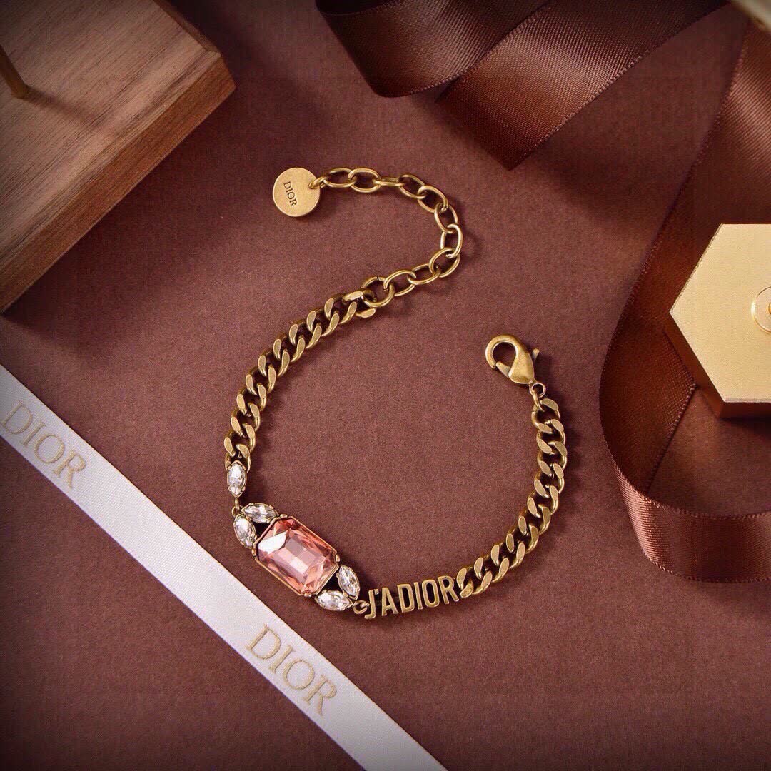 Dior Bracelet with Gold Chain and Gemstones
