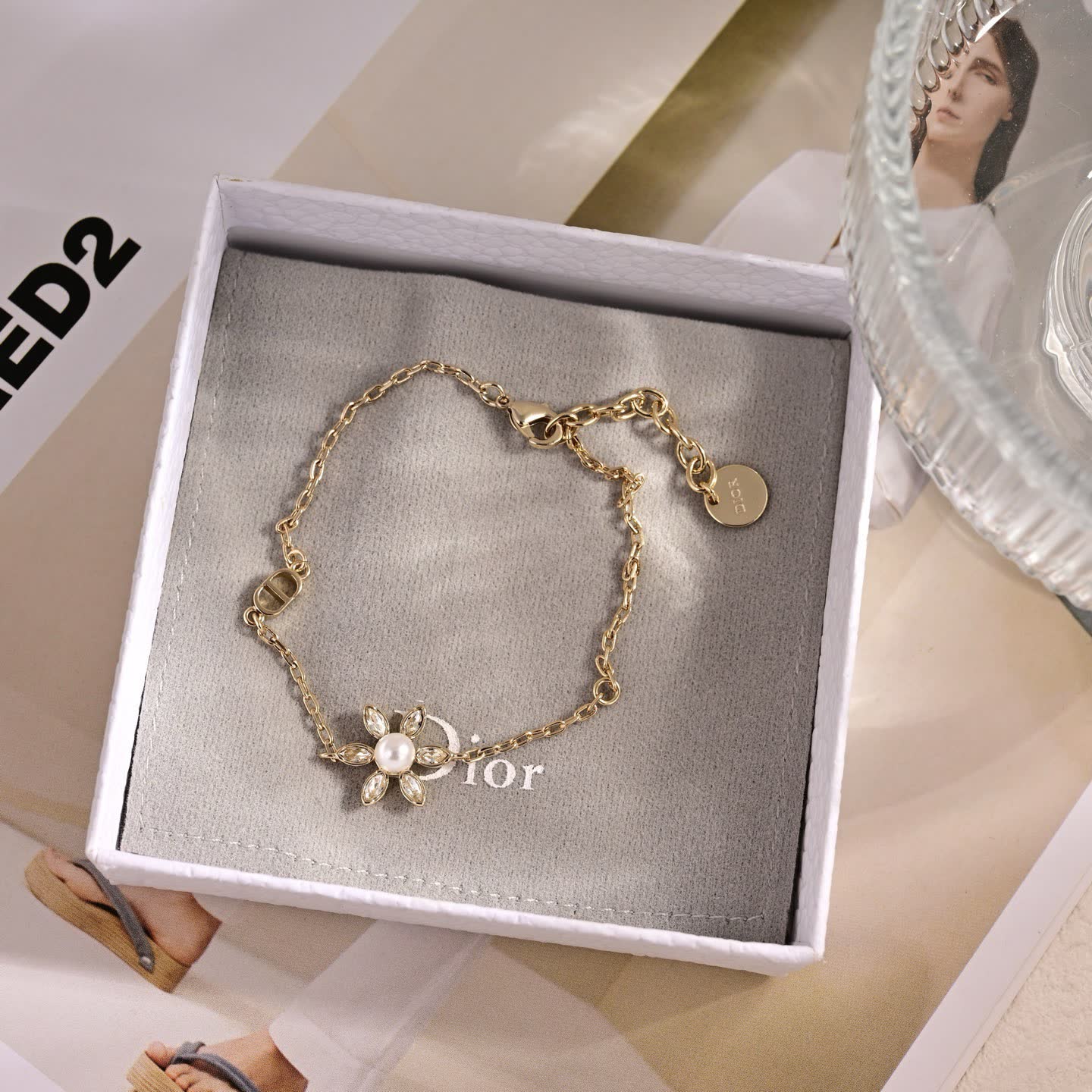 Dior Delicate Gold Flower and Pearl Necklace