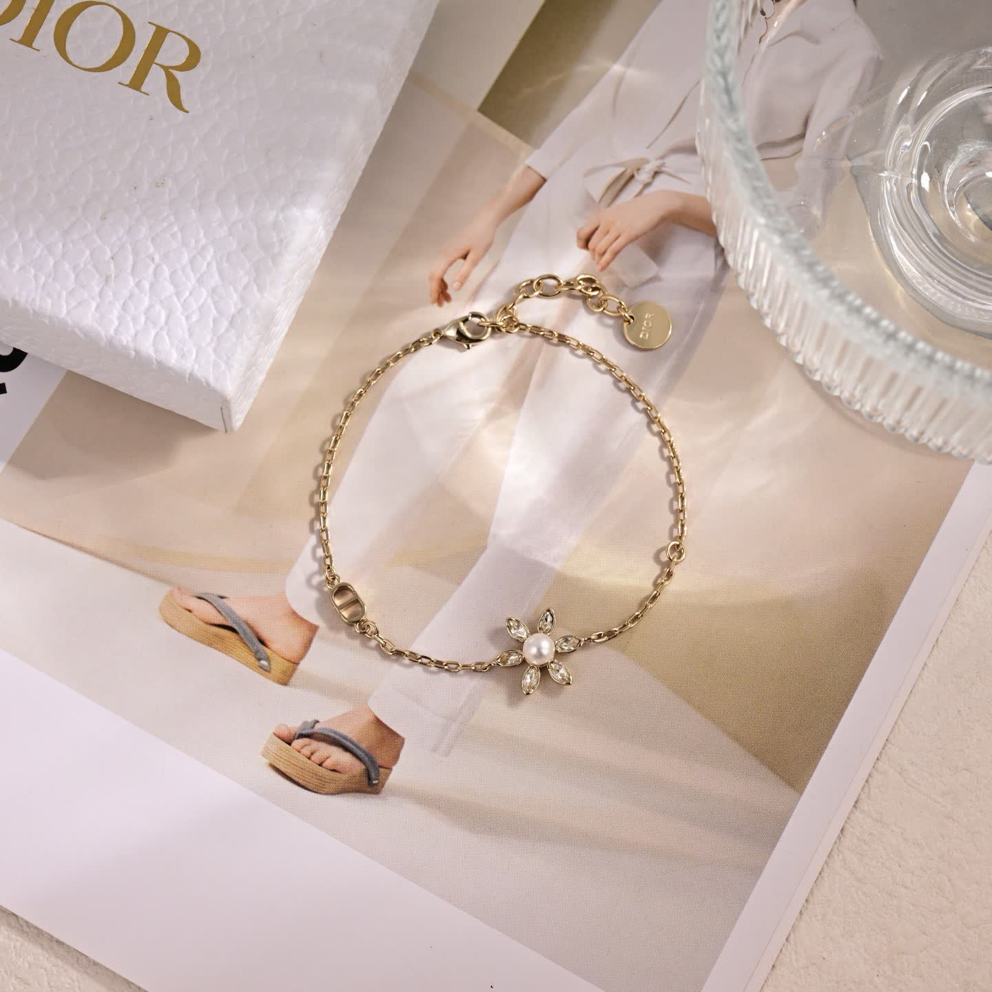 Dior Delicate Gold Flower and Pearl Necklace