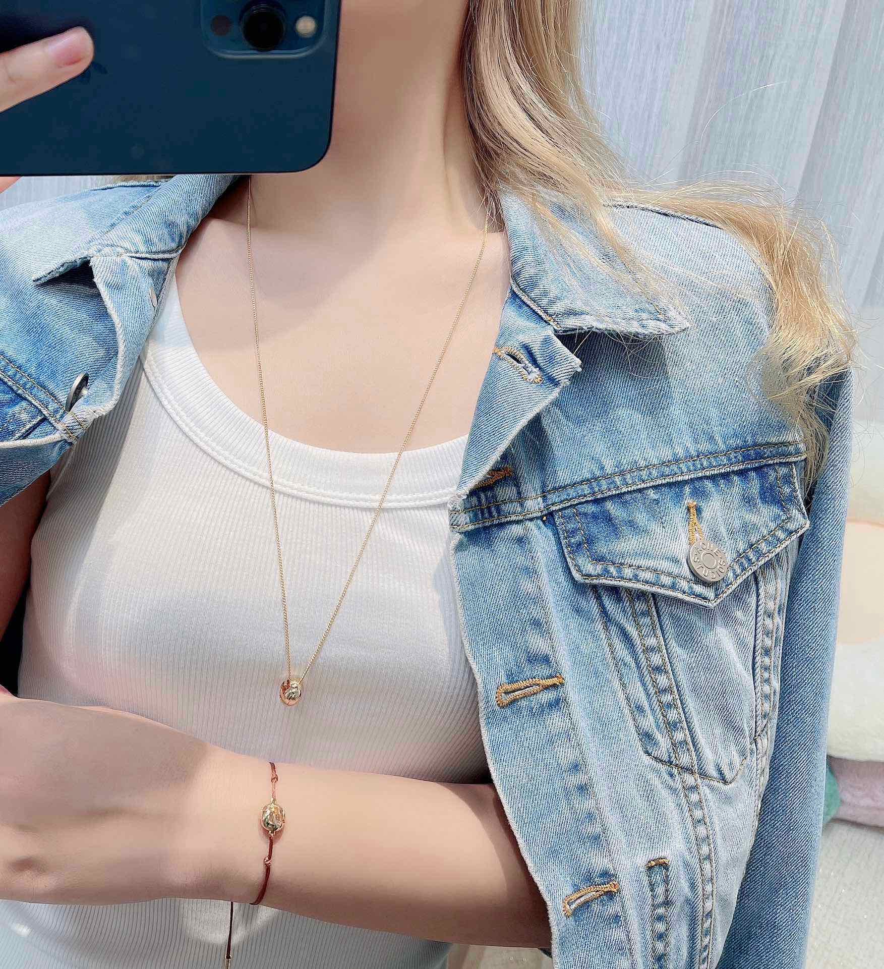 Fendi Gold Tone Round Pendant Necklace