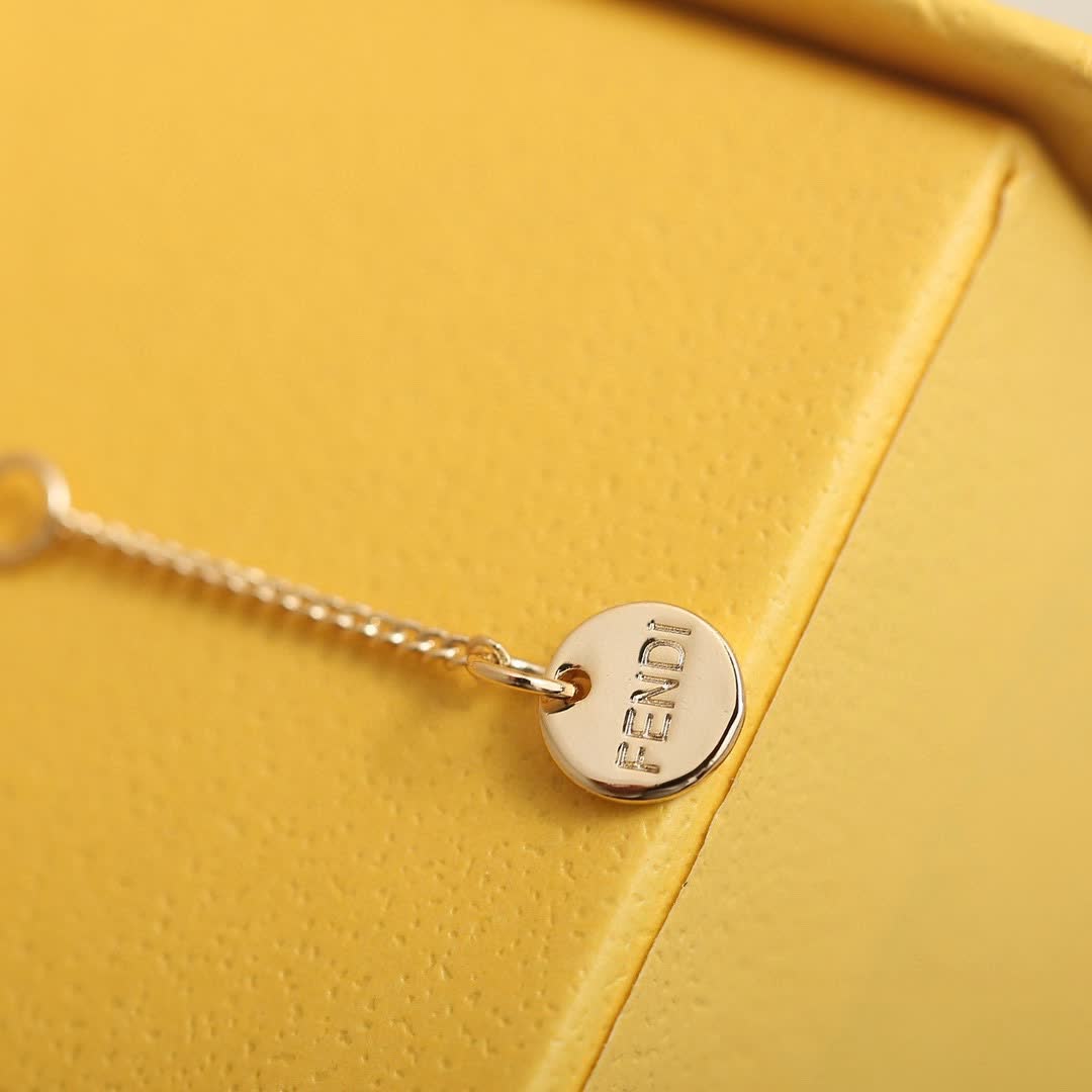 Fendi Gold Tone Round Pendant Necklace