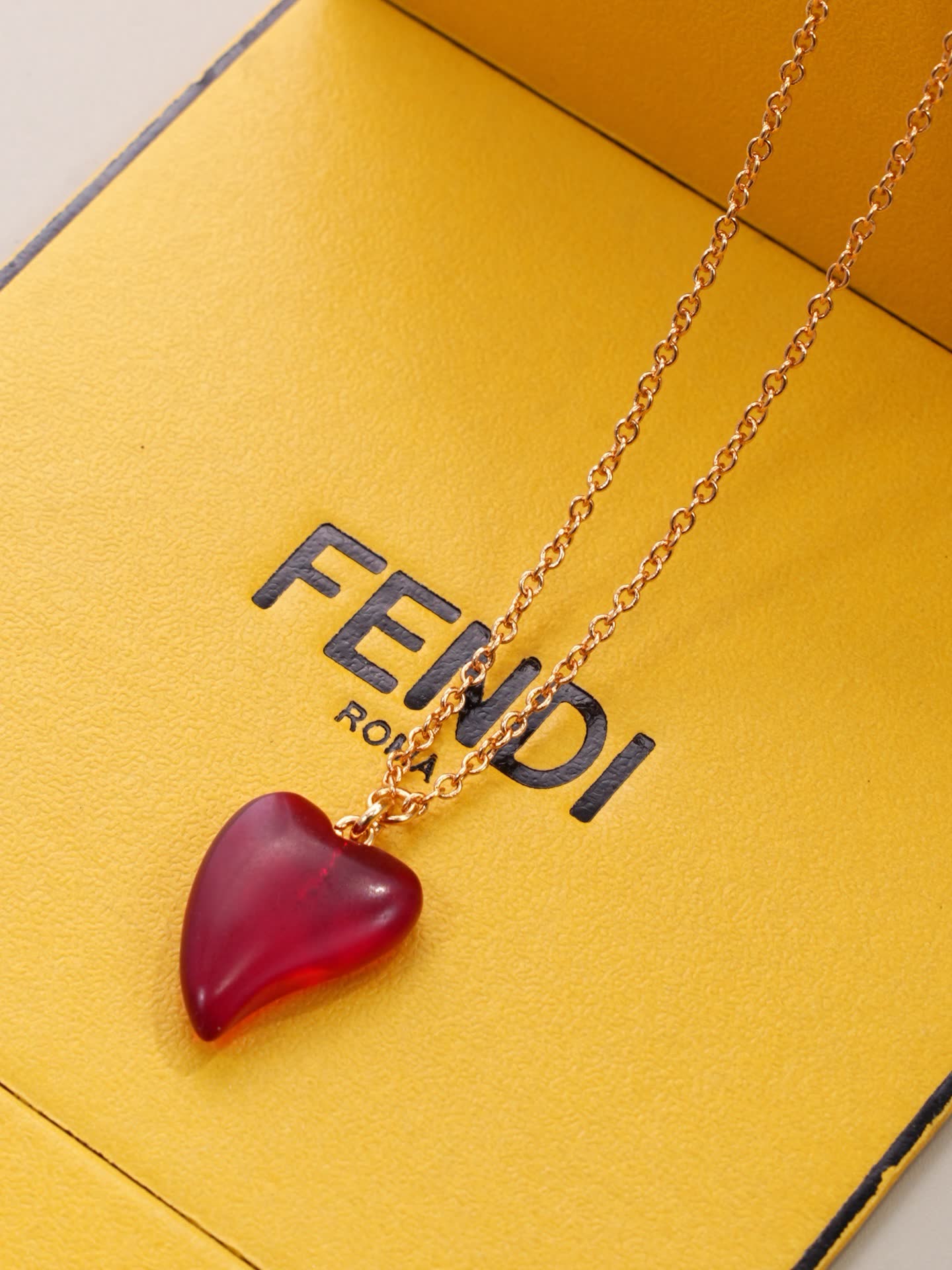 Fendi Gold-Plated Heart Pendant Necklace