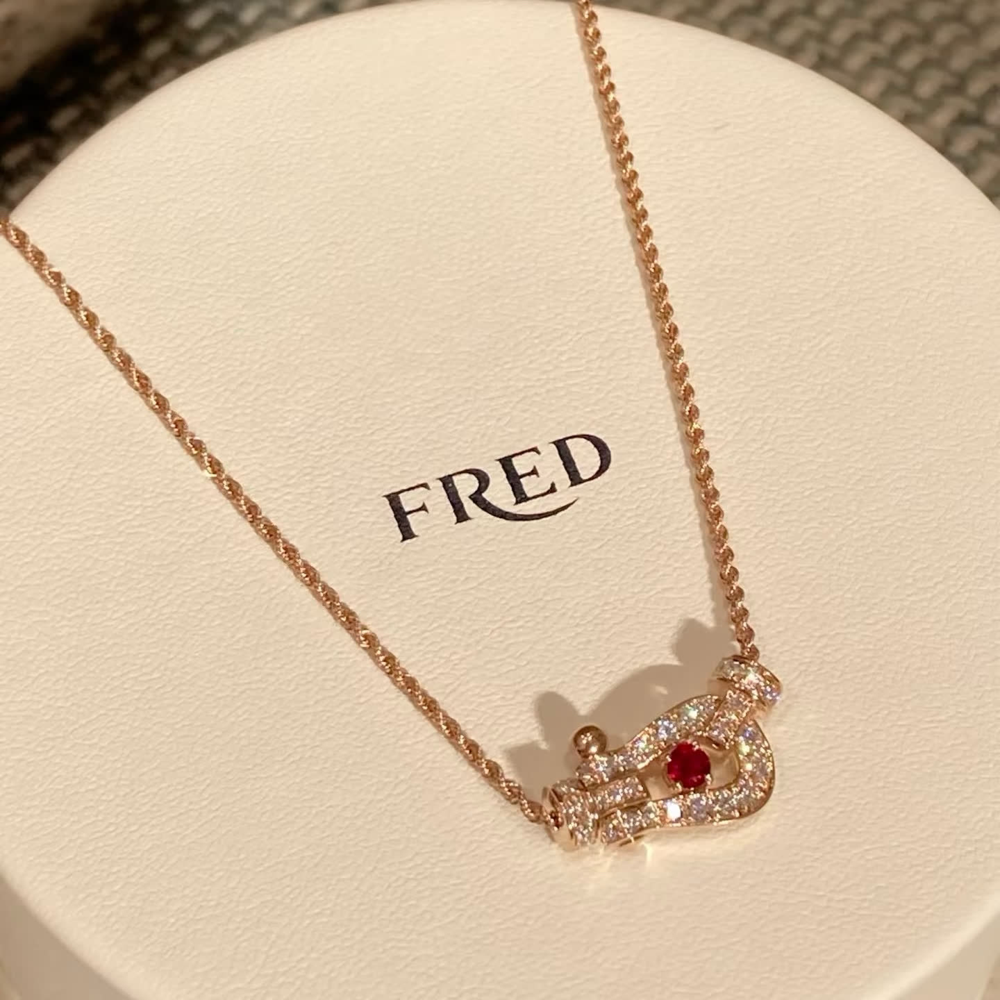 Fred Gold Plated Diamond and Ruby Necklace Fred Gold Plated Diamond and Ruby Necklace