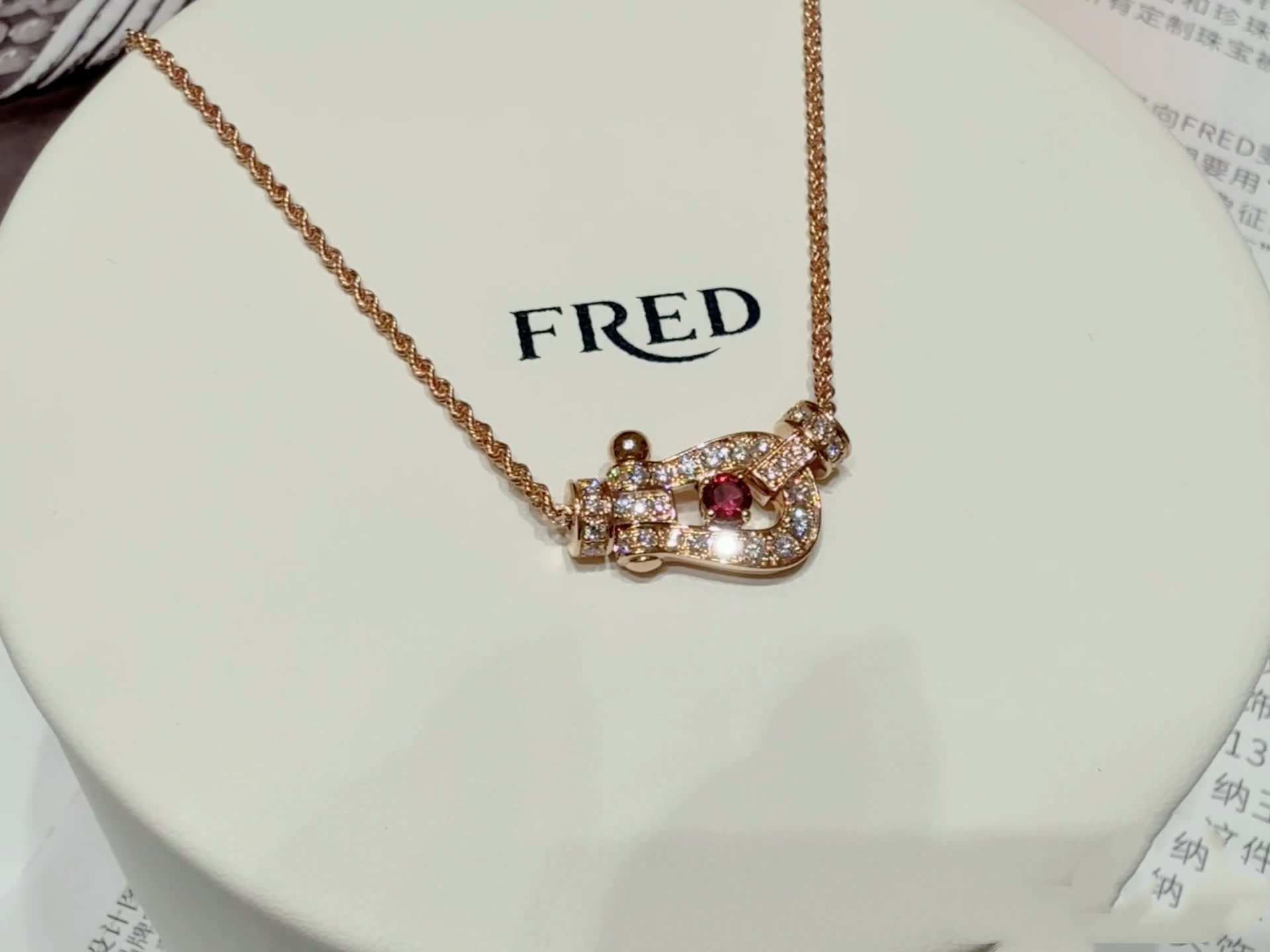 Fred Gold Plated Diamond and Ruby Necklace