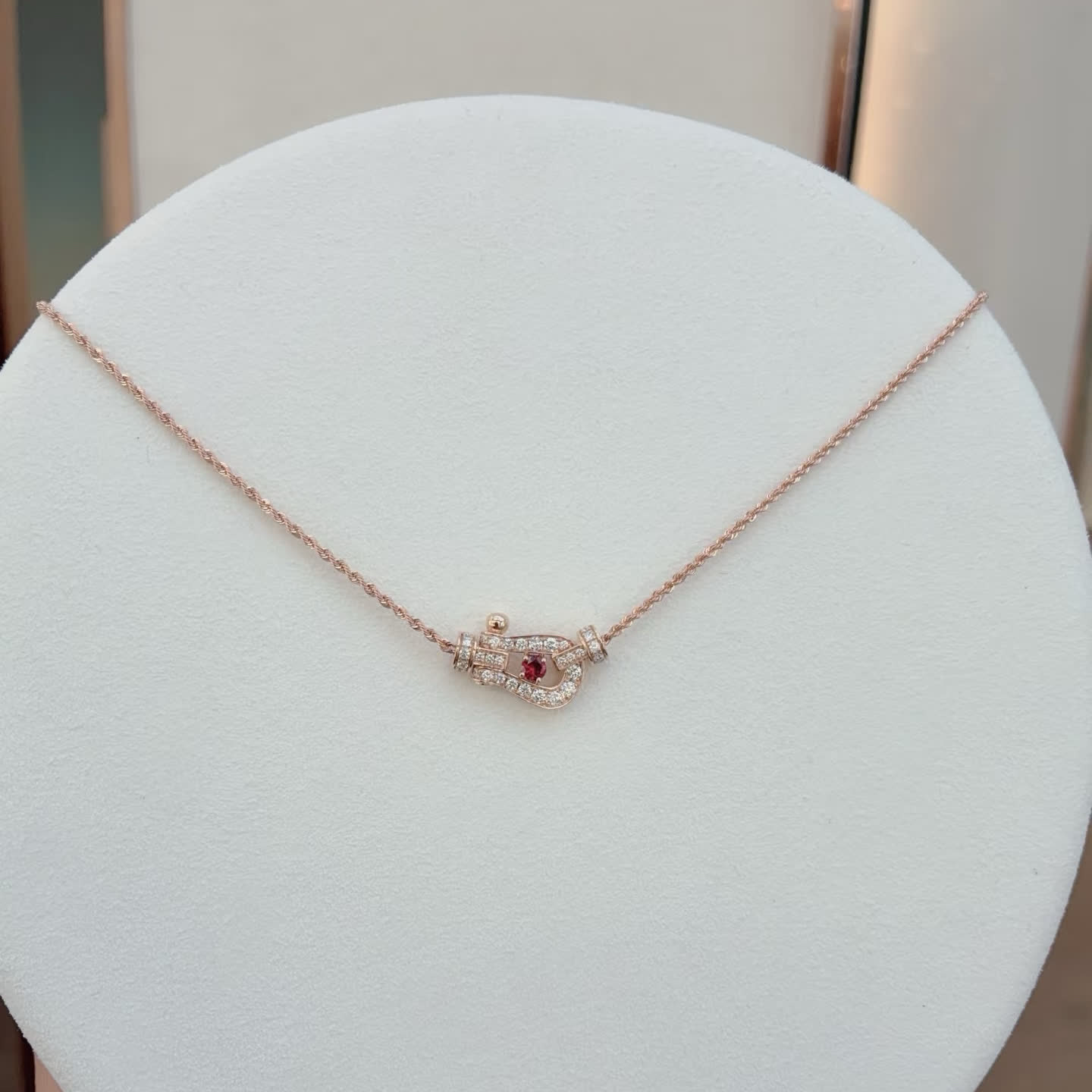 Fred Gold Plated Diamond and Ruby Necklace