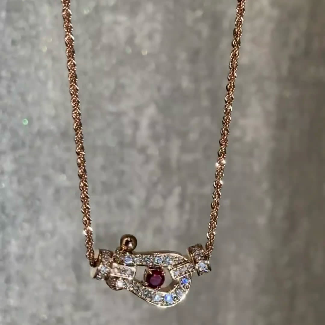 Fred Gold Plated Diamond and Ruby Necklace